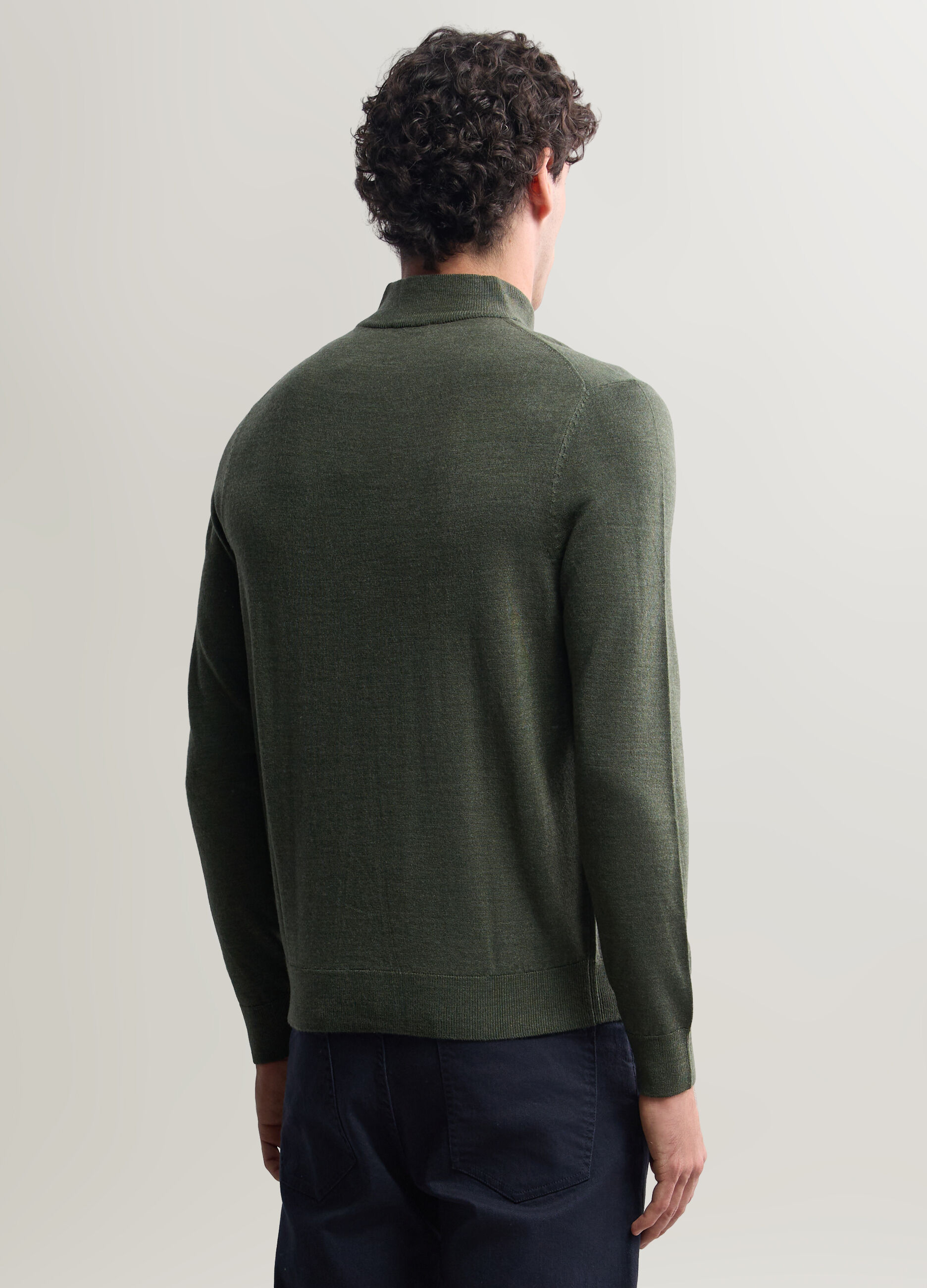 Maglione con mezza zip in maglia rasata uomo_1