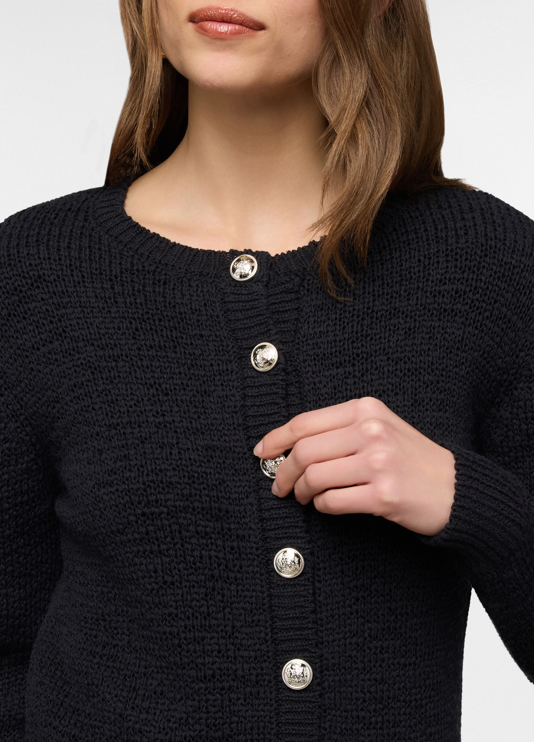 Cardigan girocollo operato donna_2