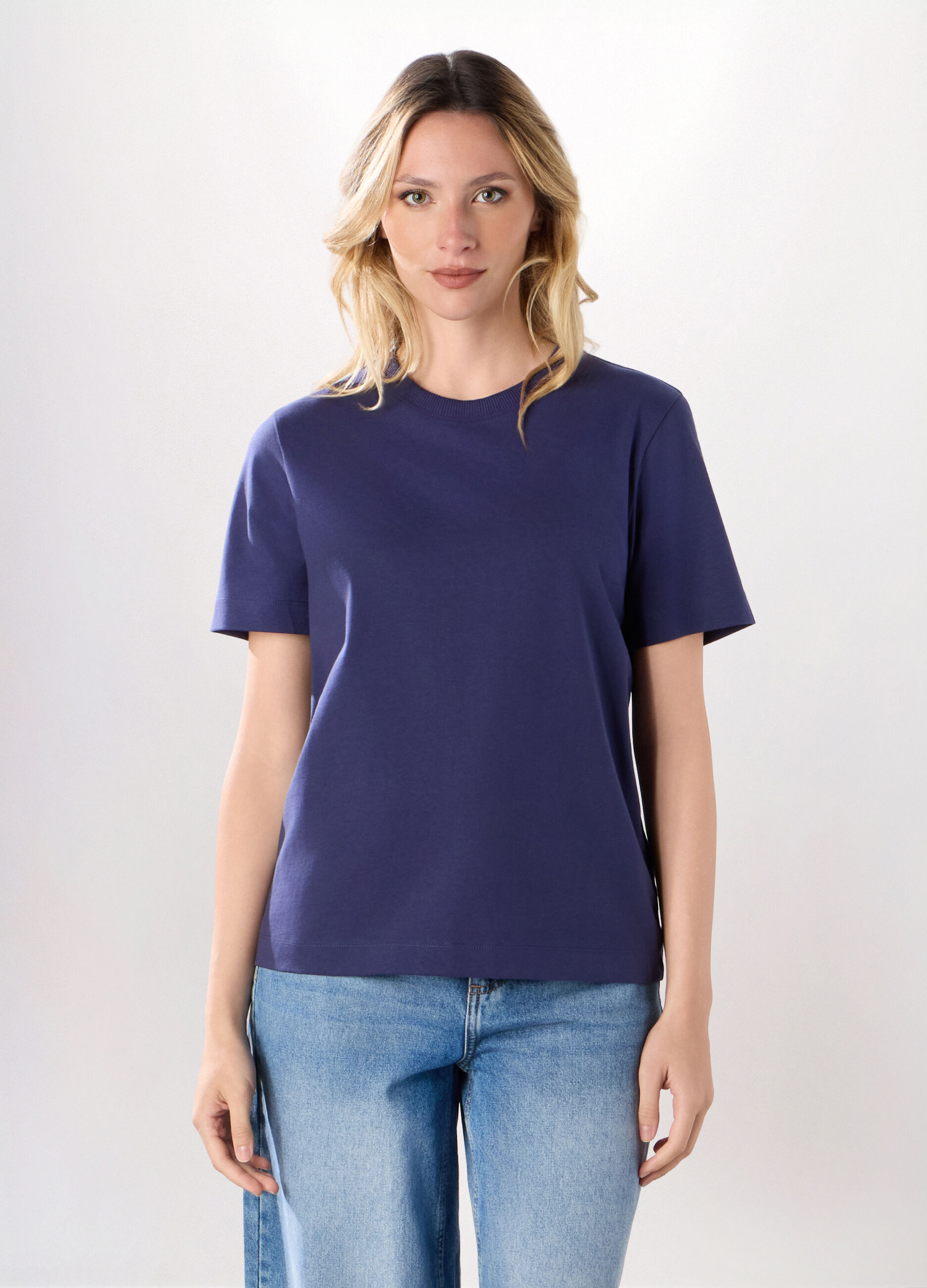 T-shirt in puro cotone a maniche corte donna_0