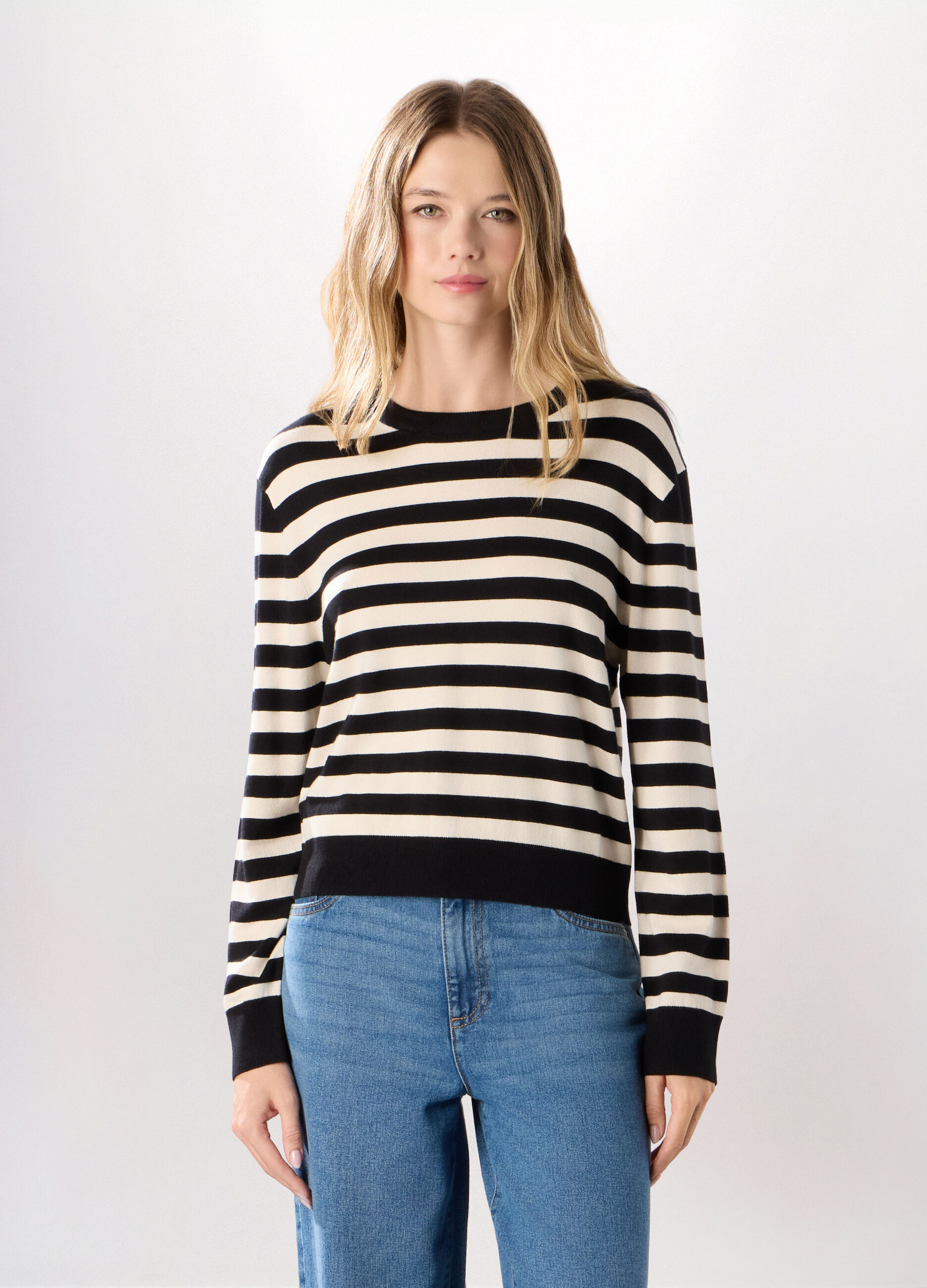 Tricot a righe misto viscosa donna_0