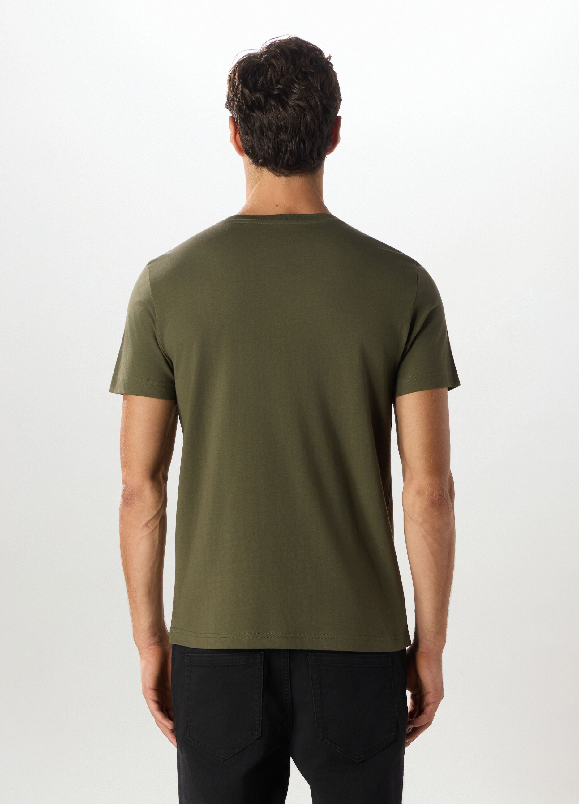 T-shirt girocollo con stampa in cotone uomo_1