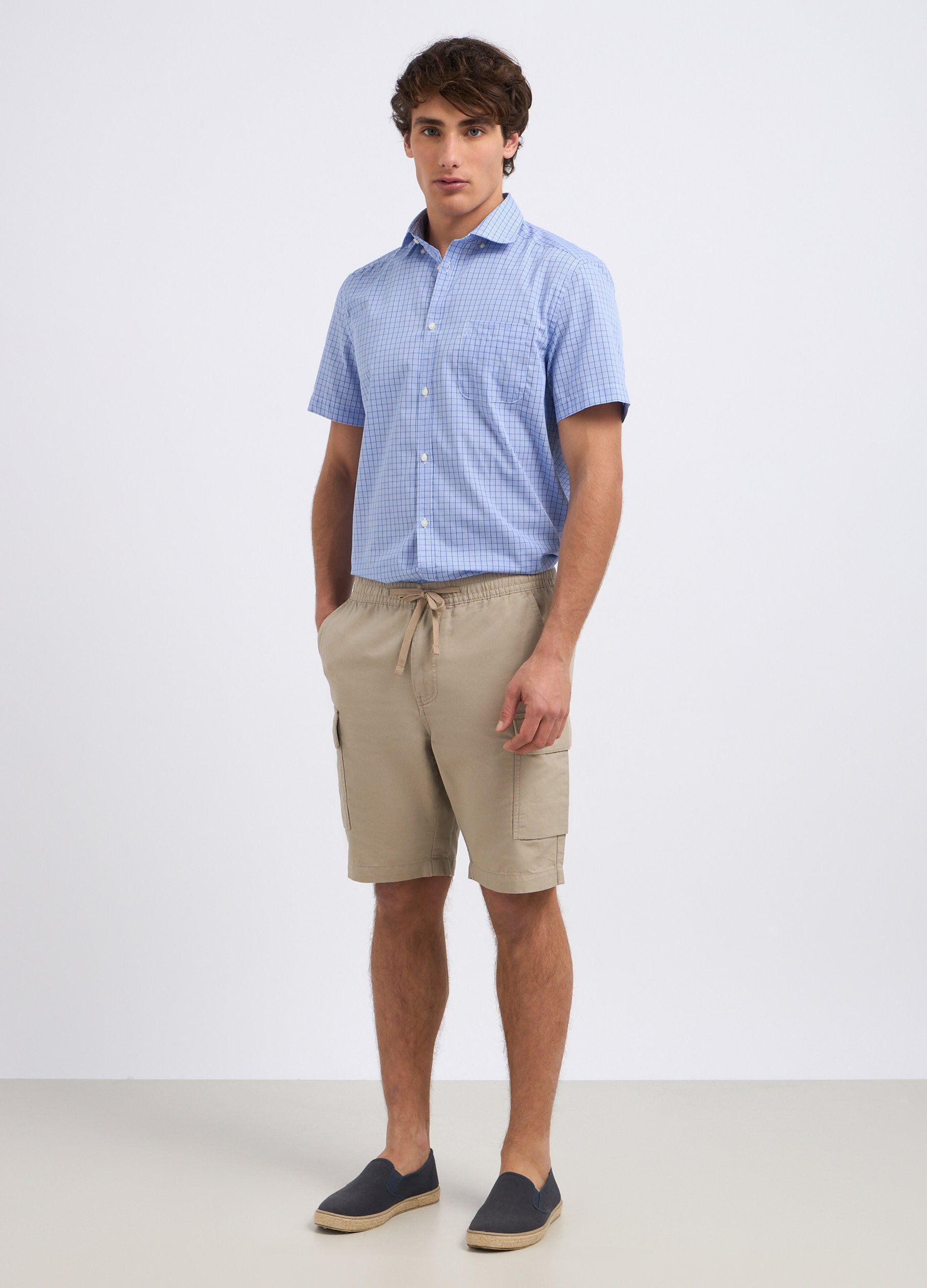 Bermuda cargo in misto lino uomo_0