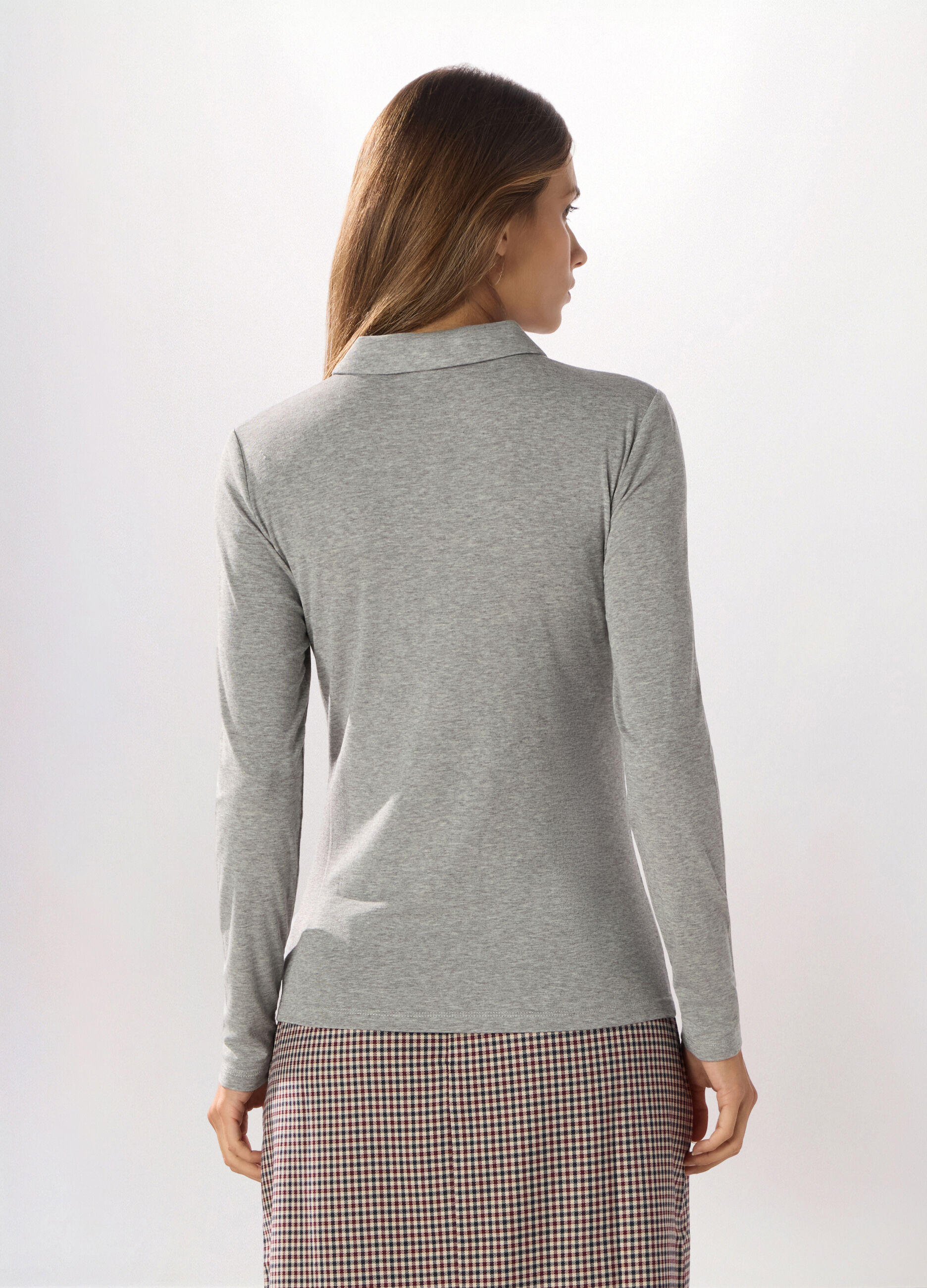 Polo in costina misto lana donna_1