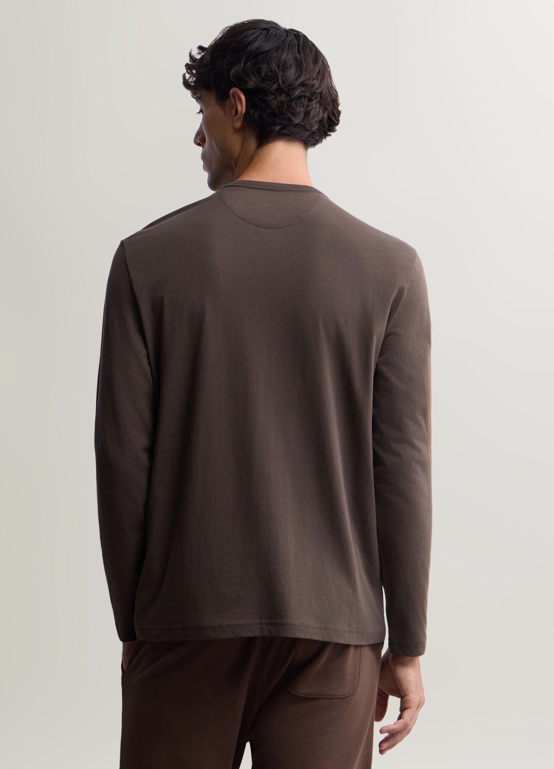 Maglia girocollo a maniche lunghe in cotone uomo_1