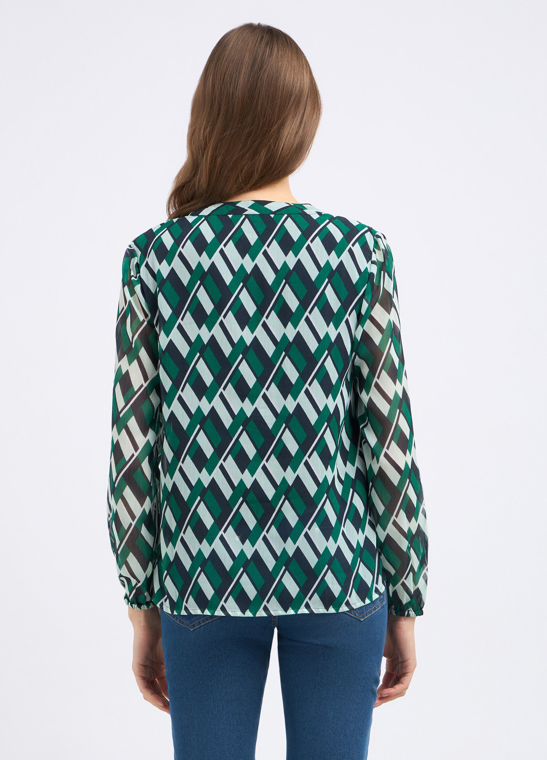 Blusa crepe con stampa donna_1