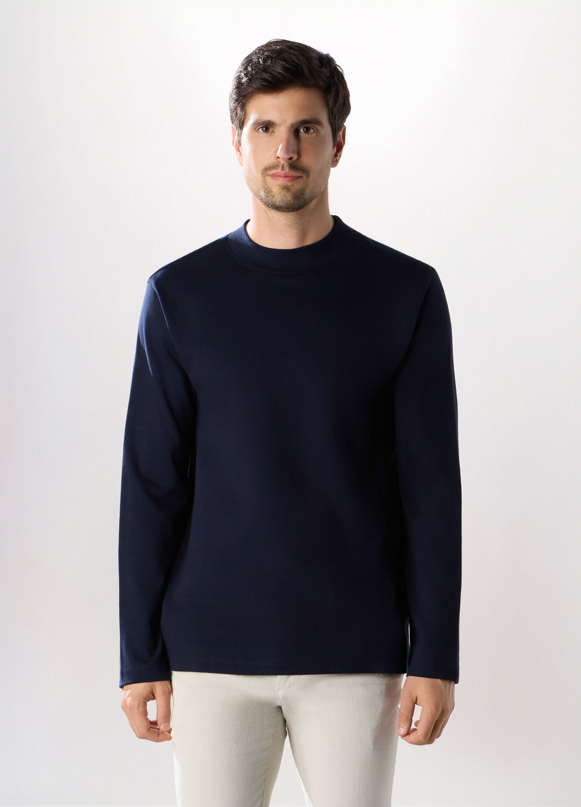 Maglia a maniche lunghe in interlock di cotone_0