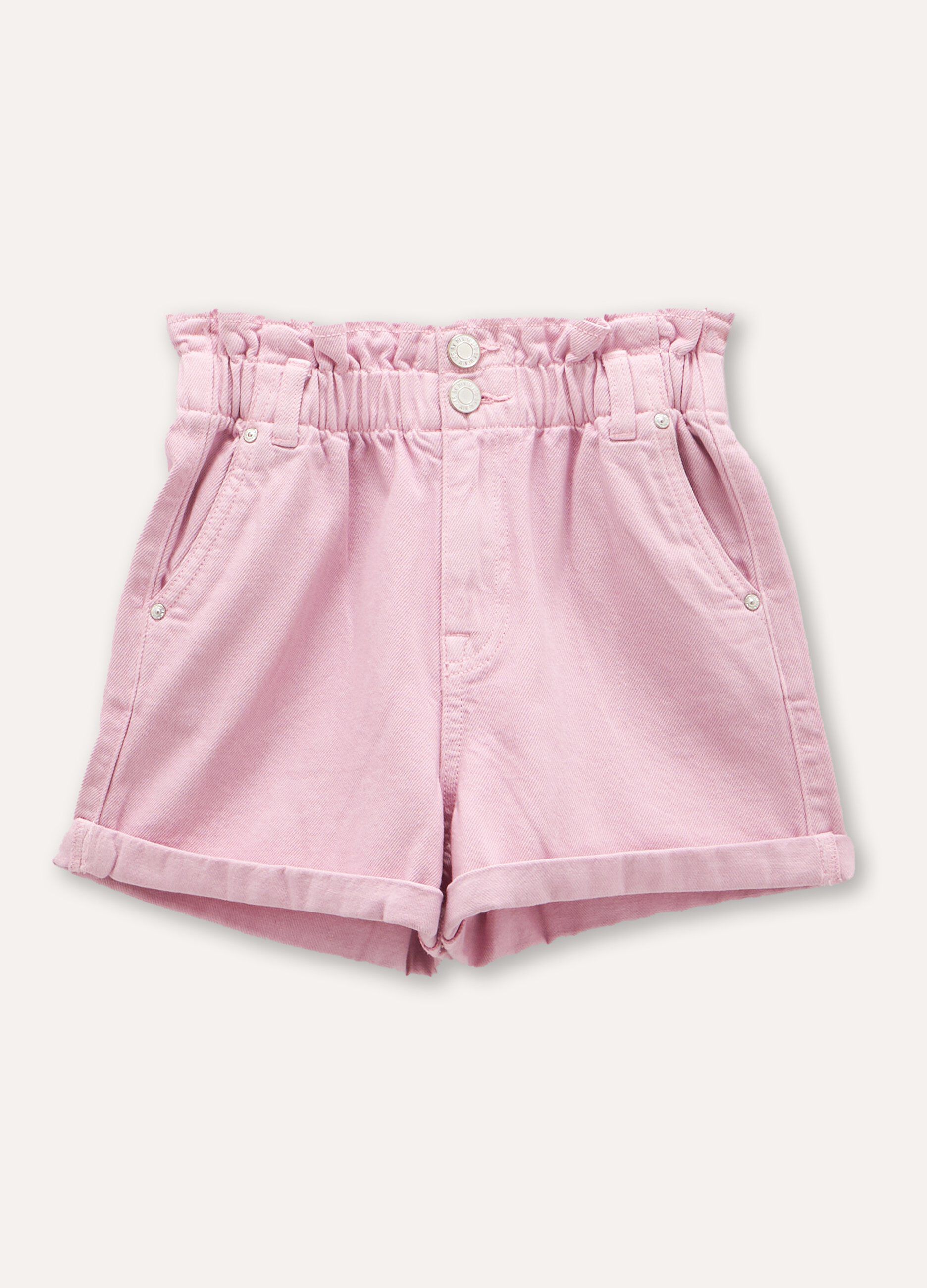 Shorts in denim di puro cotone ragazza_0