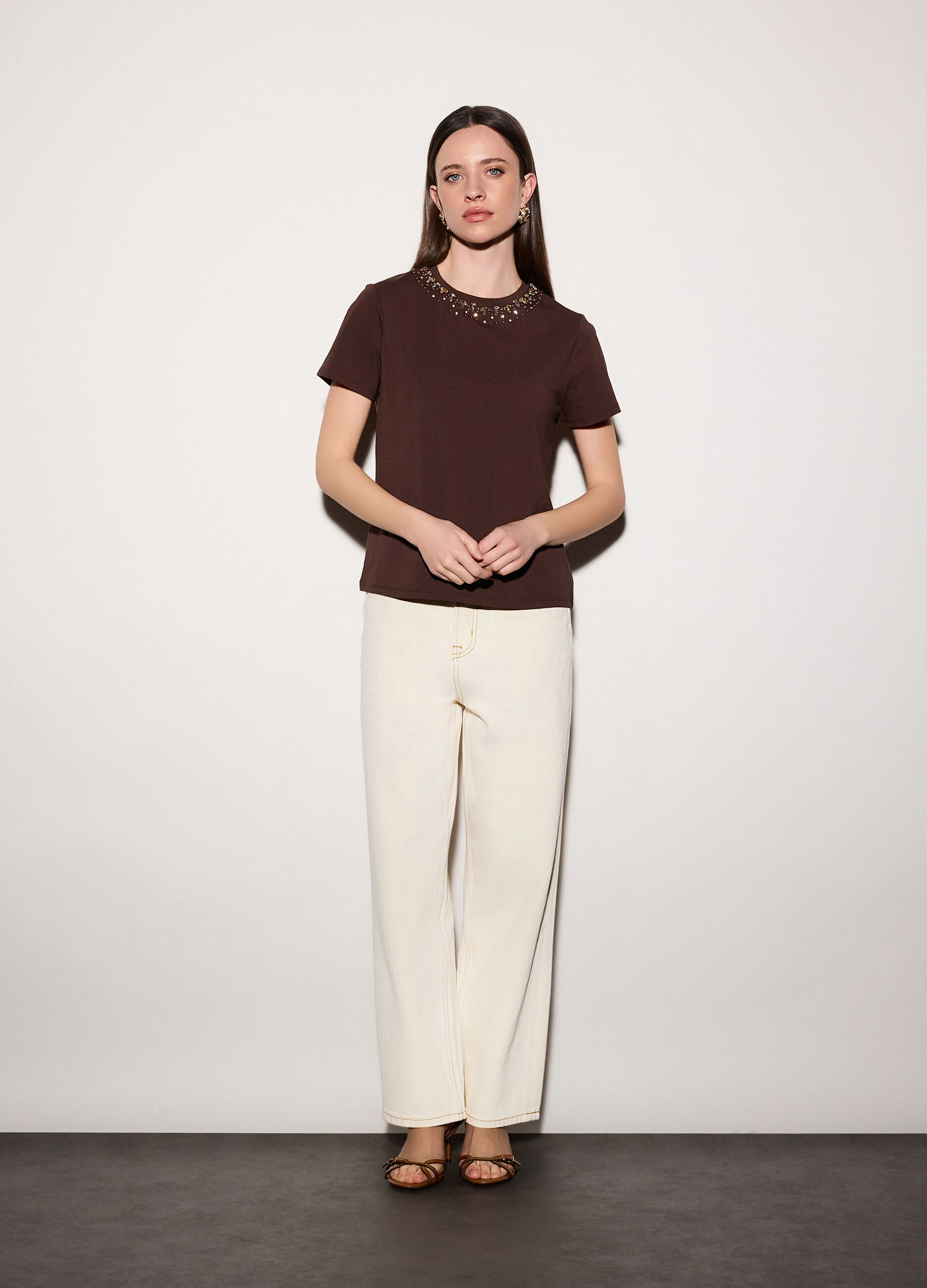 T-shirt girocollo stretch donna_0