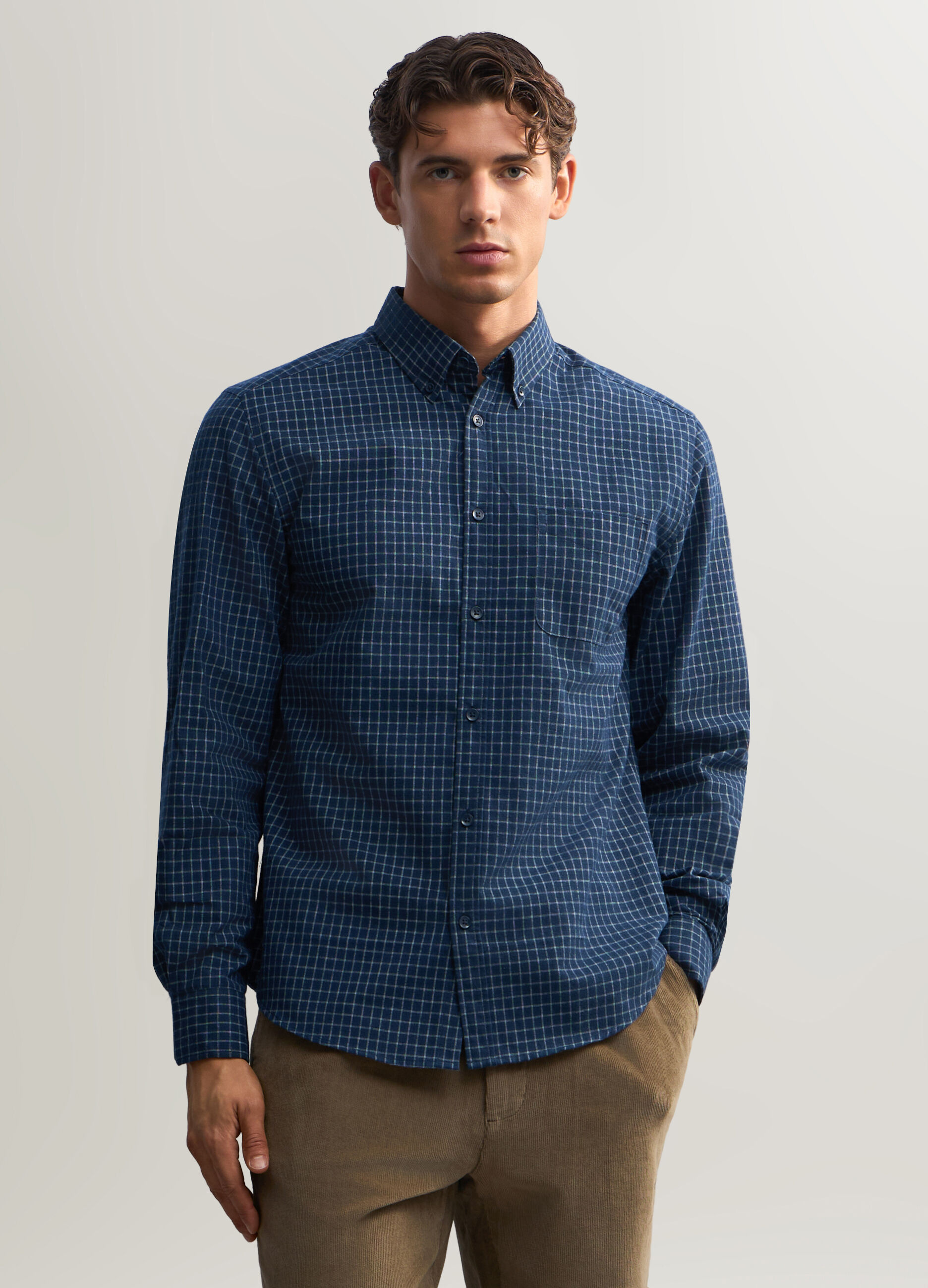 Camicia a fantasia in flanella uomo_0