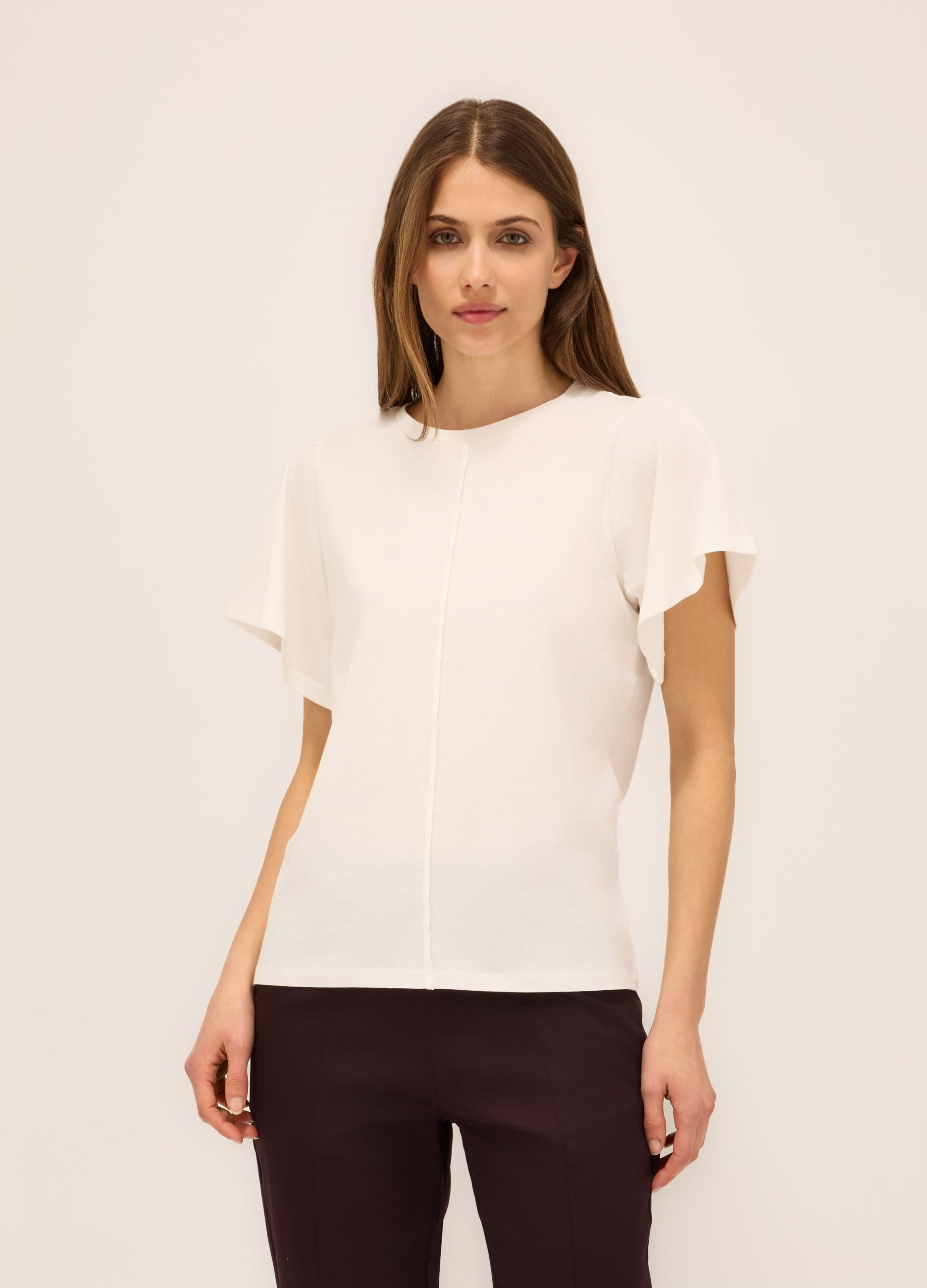 T-shirt in jersey di puro cotone donna_0
