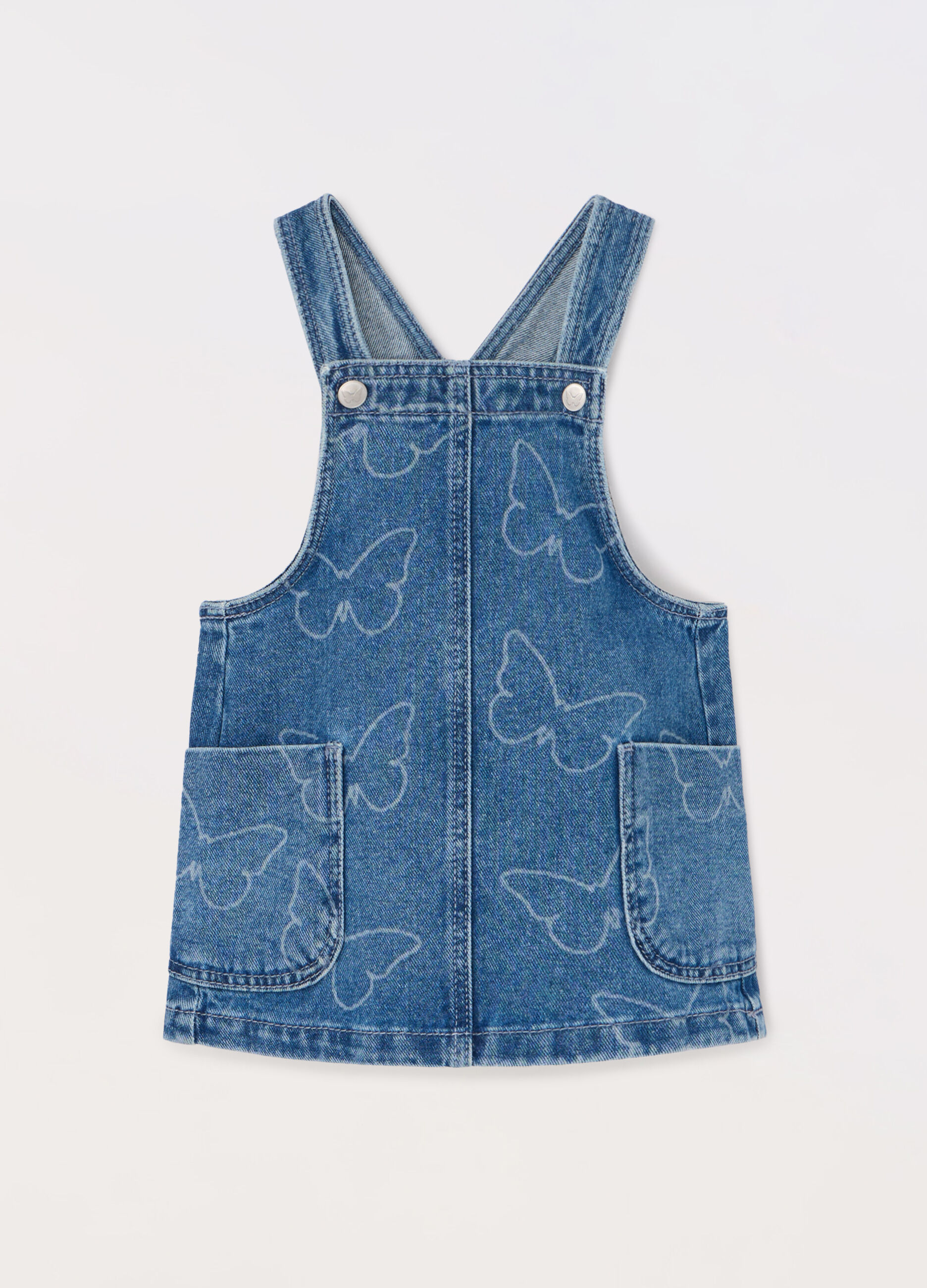 Vestito salopette in denim di puro cotone neonata_0