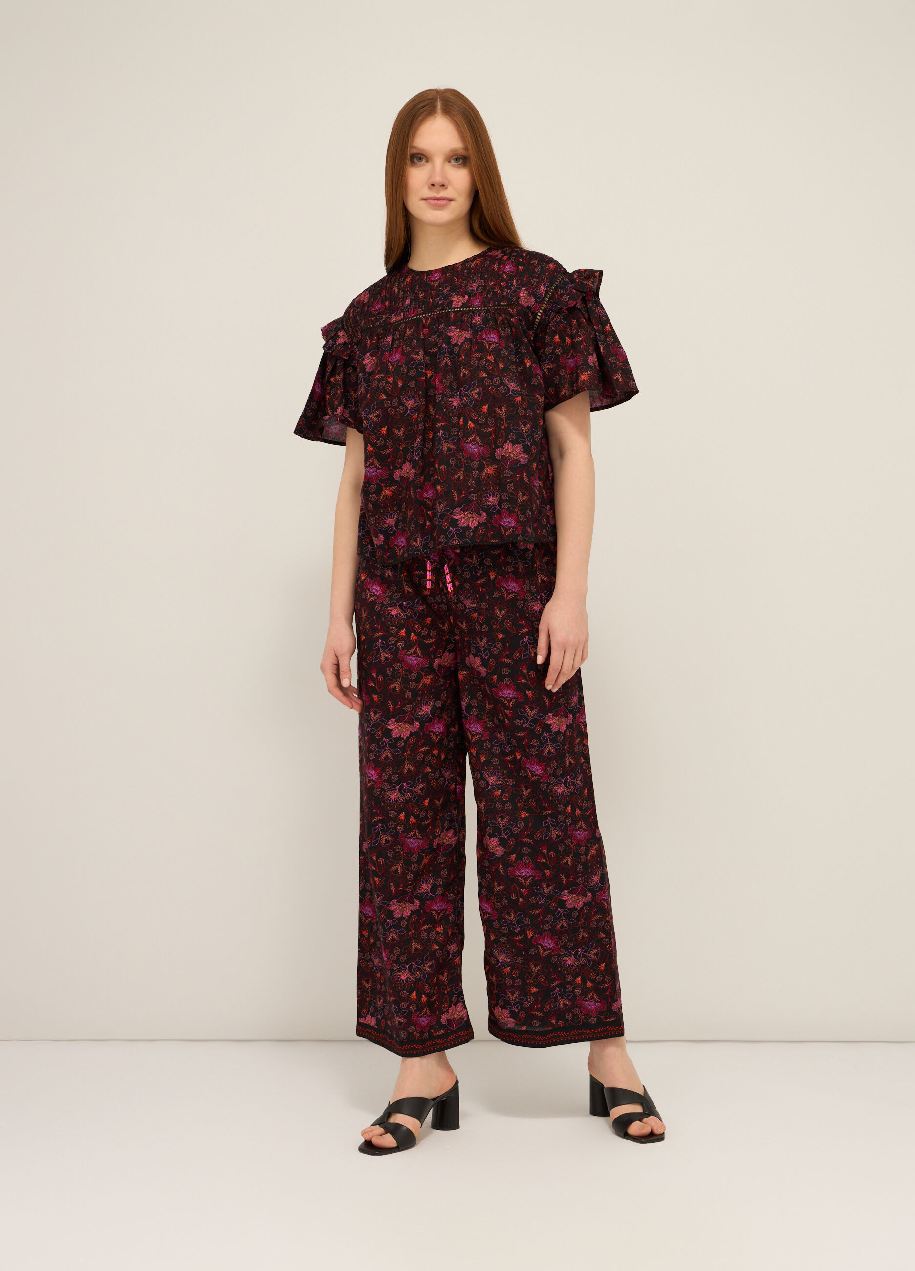 Pantalone palazzo in puro cotone donna_0