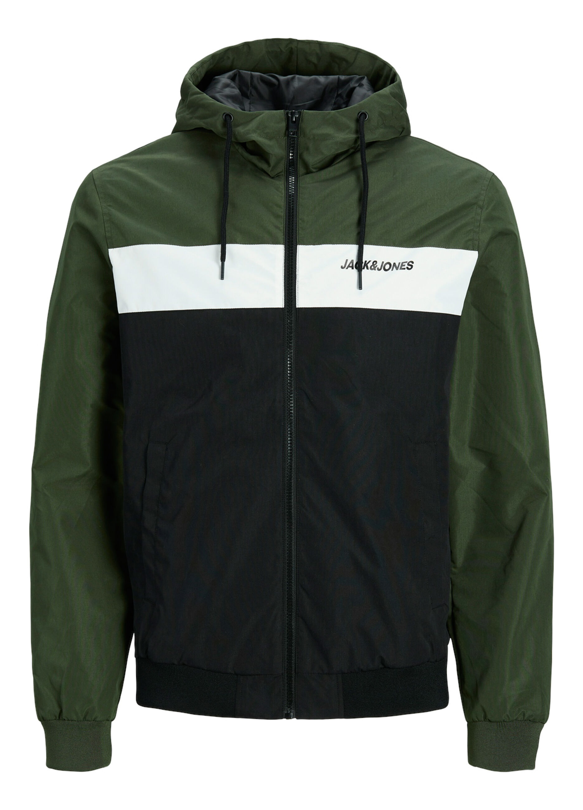 Giacca a vento con cappuccio color-block uomo