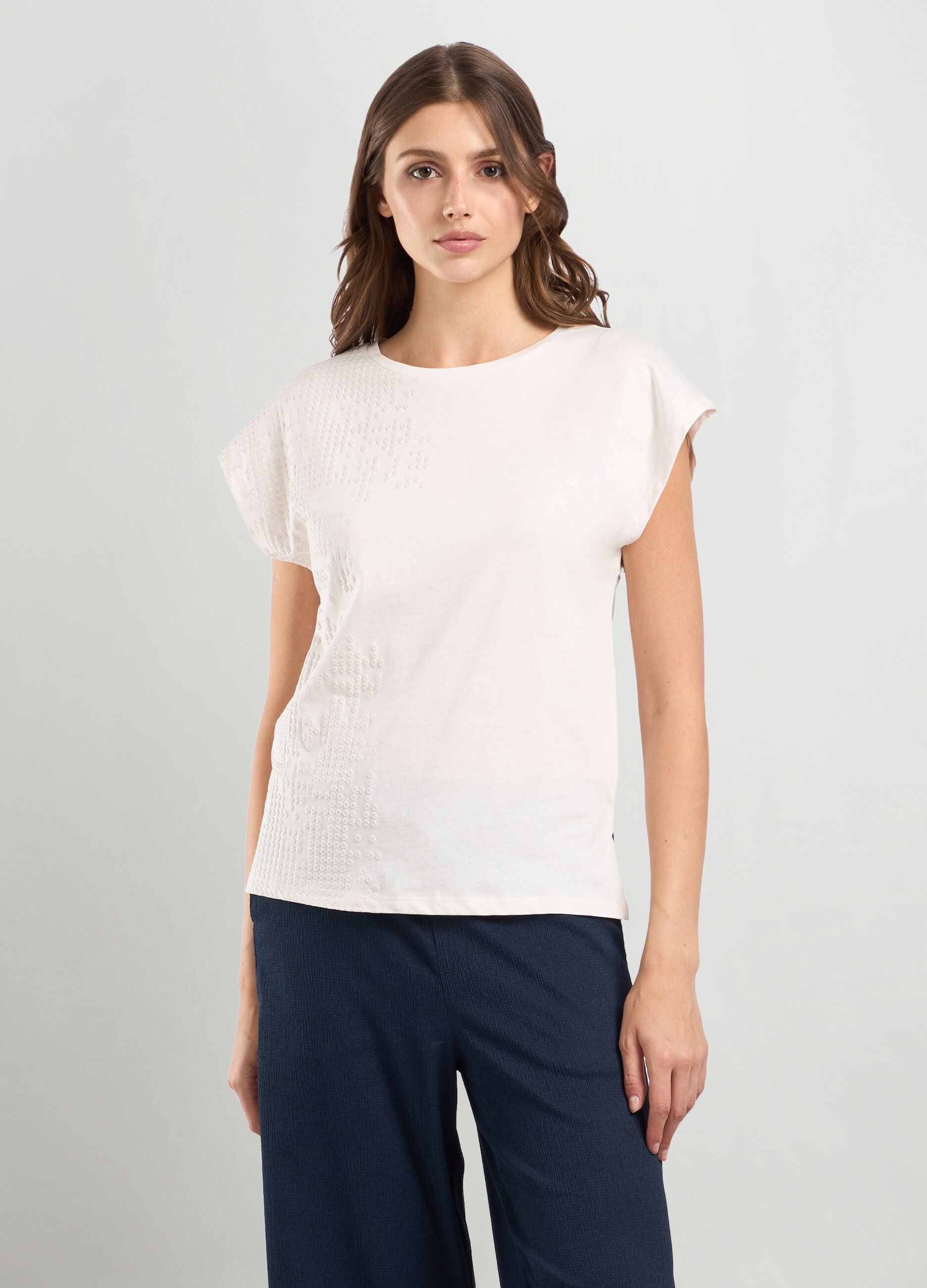 T-shirt in jersey di puro cotone donna_0