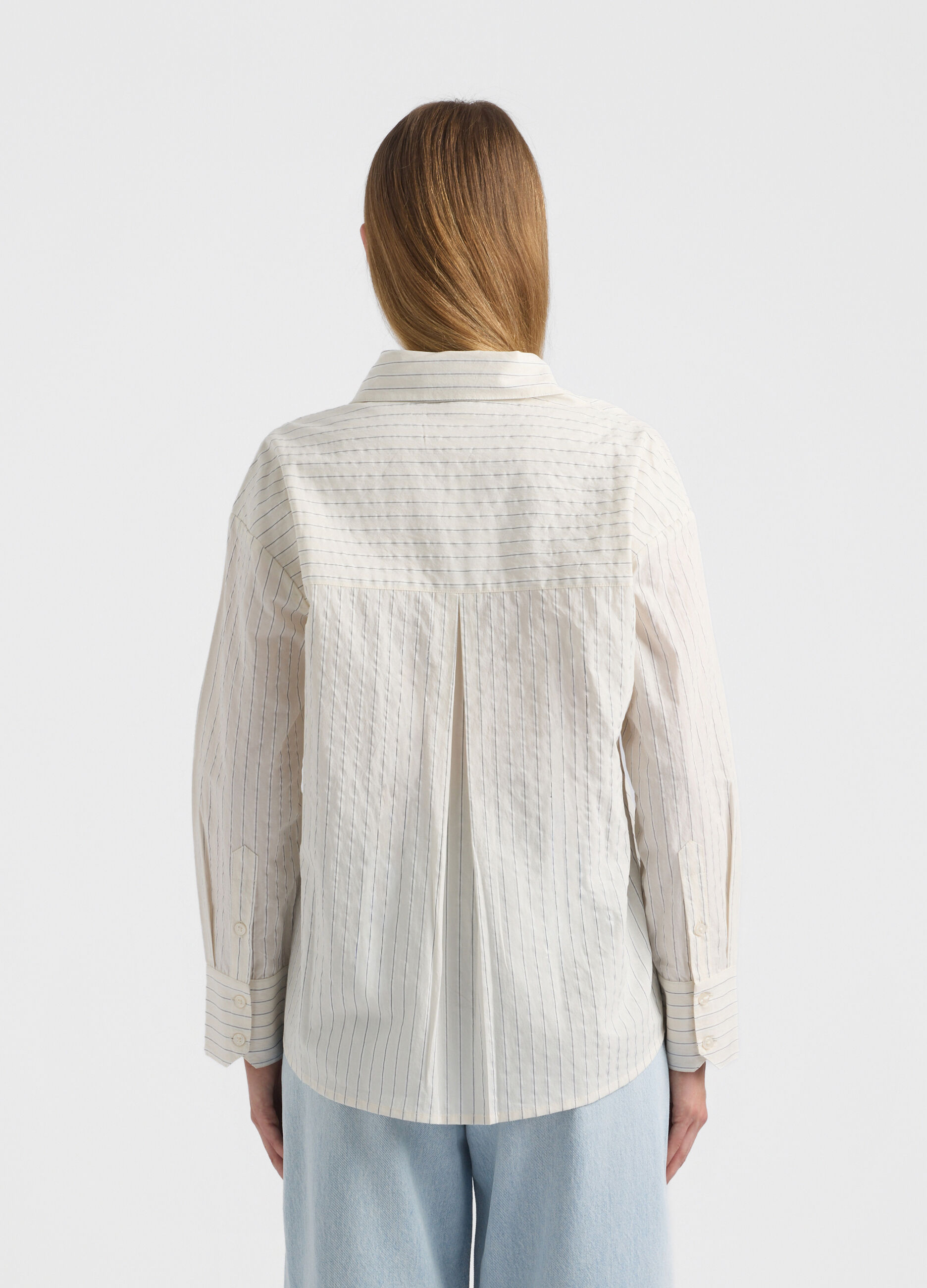 Camicia Fit Over con colletto alla francese Dobby di cotone misto lyocell donna_2