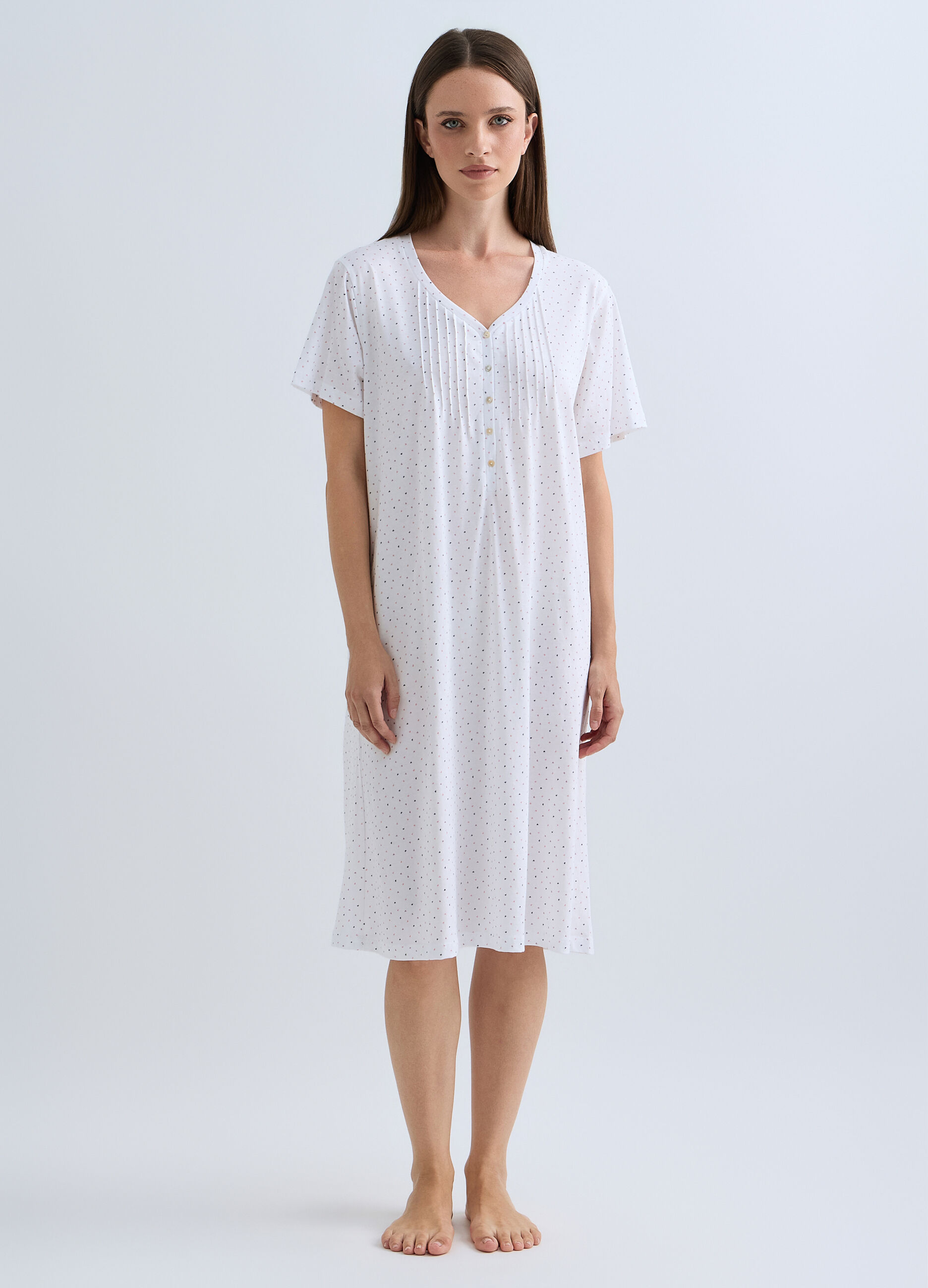 Camicia da notte corta con scollo a V donna_0