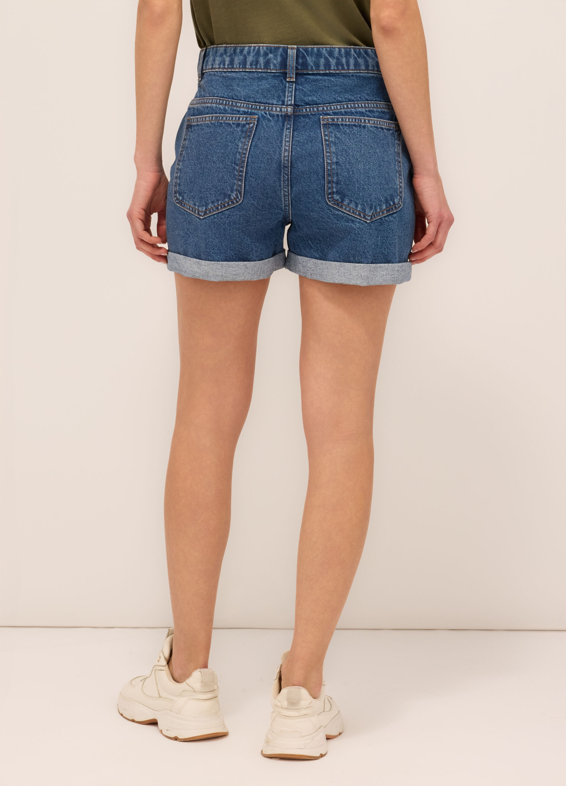 Shorts in denim di puro cotone donna_1