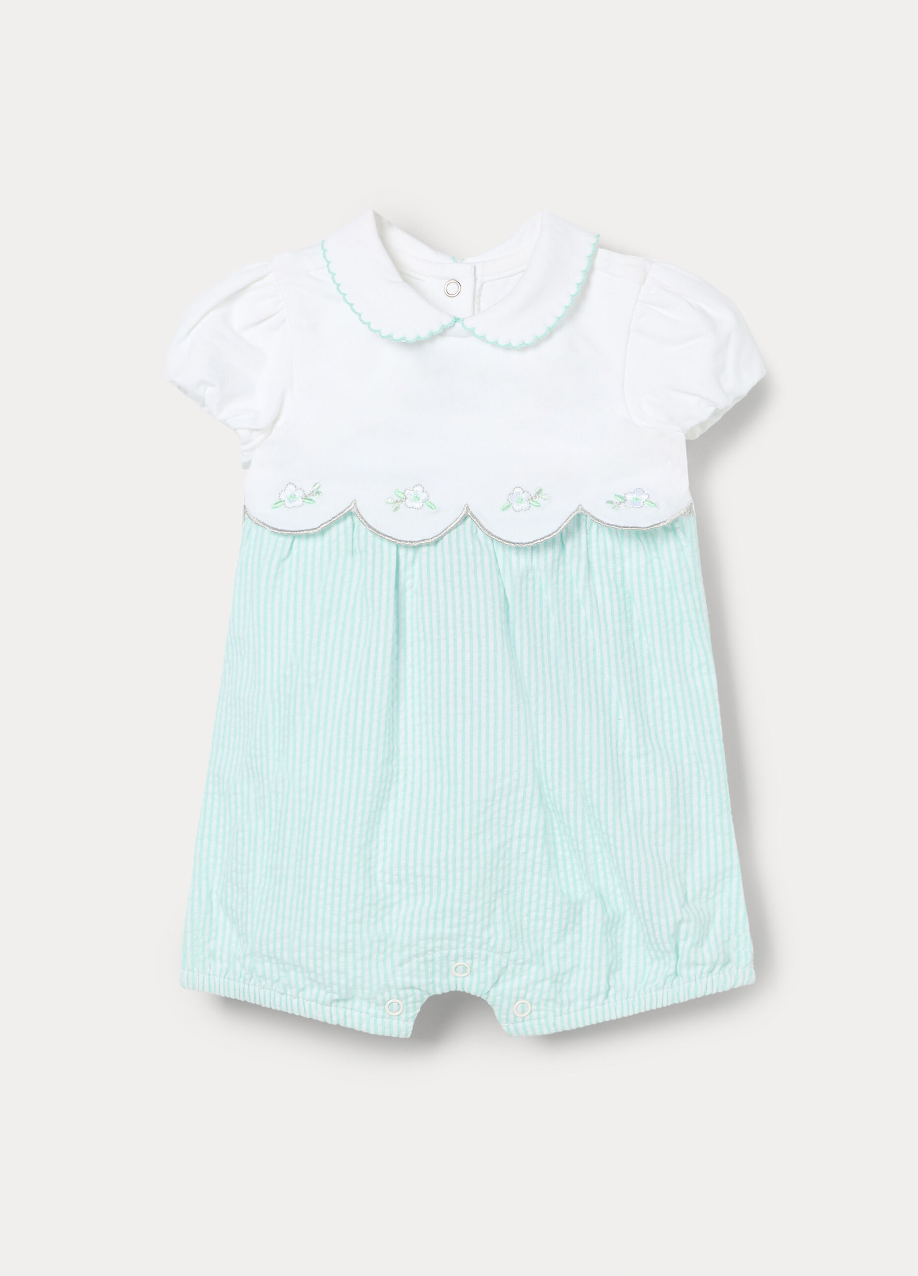 Pagliaccetto misto cotone seersucker neonata_0