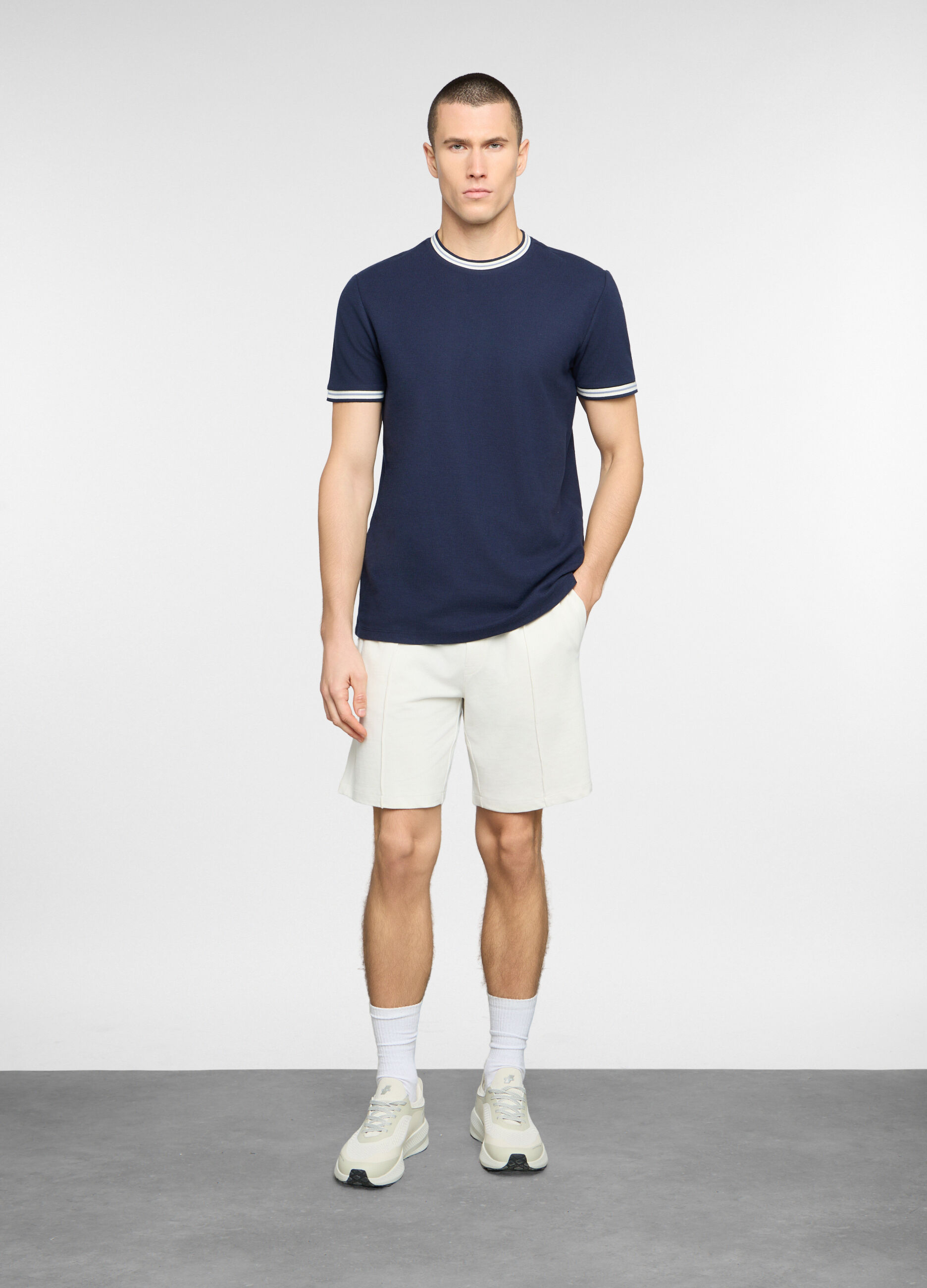 Bermuda in cotone con cr&ecirc;te uomo _0