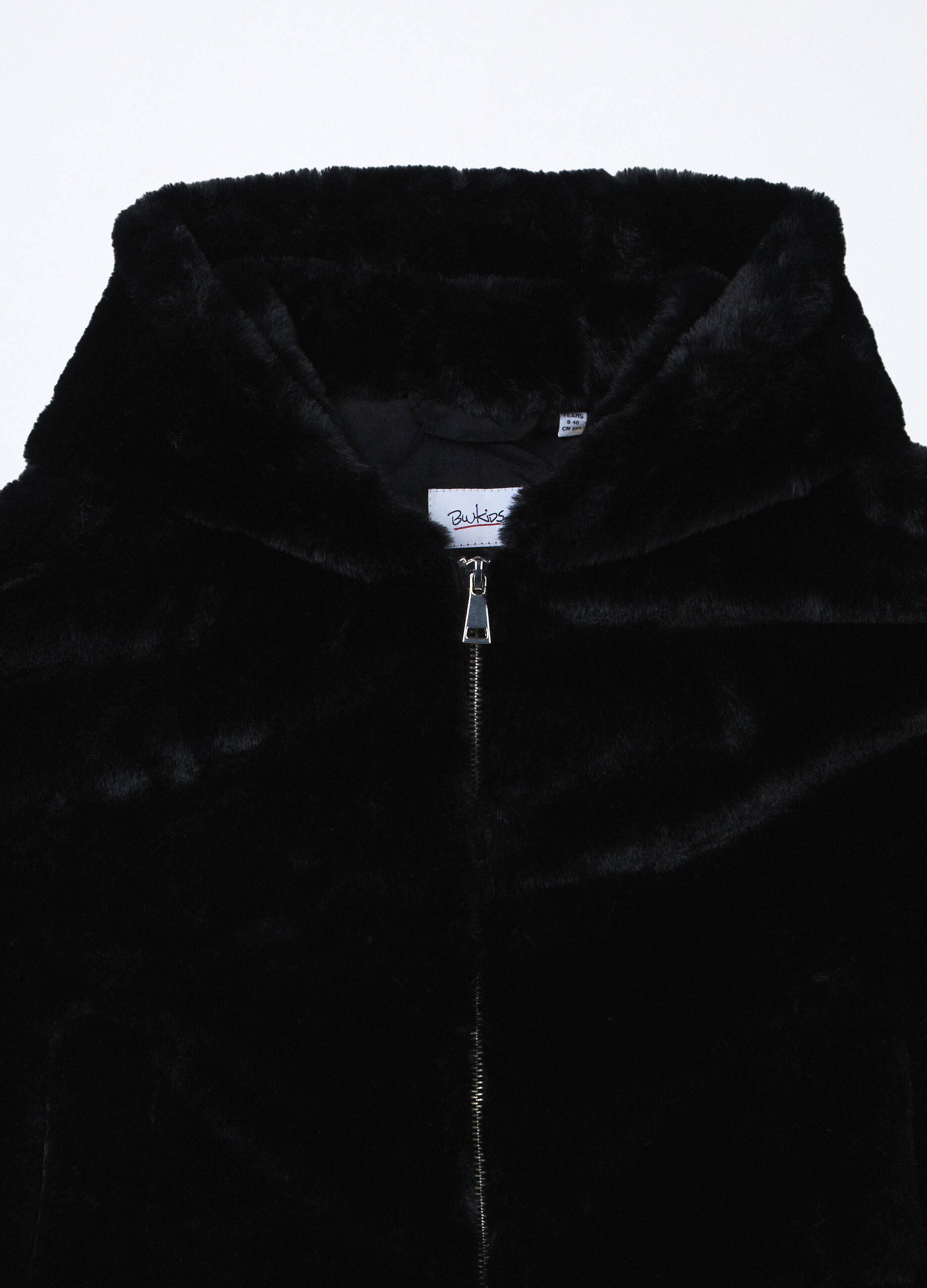Giacca in eco fur con cappuccio ragazza_2