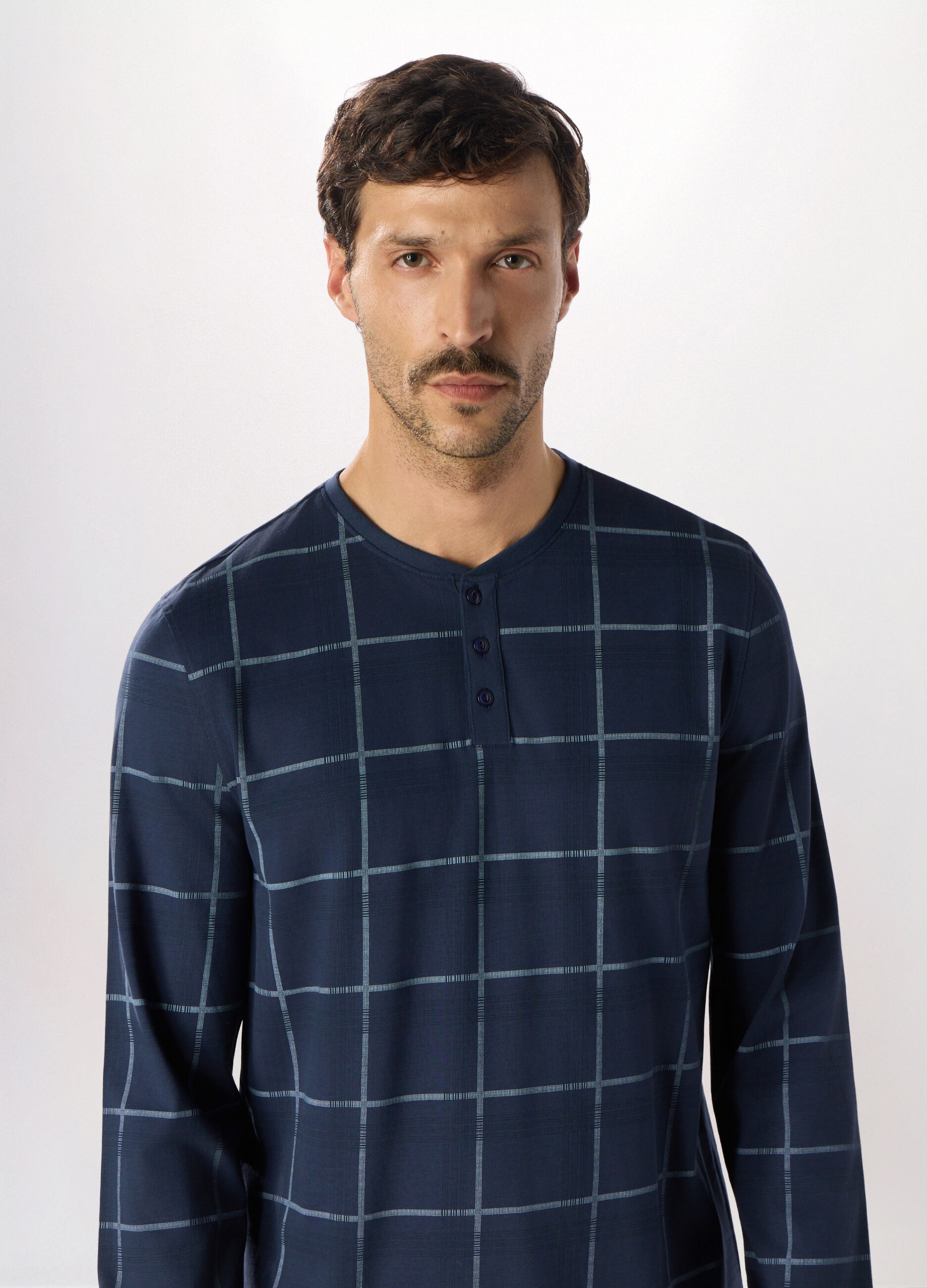 Pigiama lungo in puro cotone a quadri uomo_2