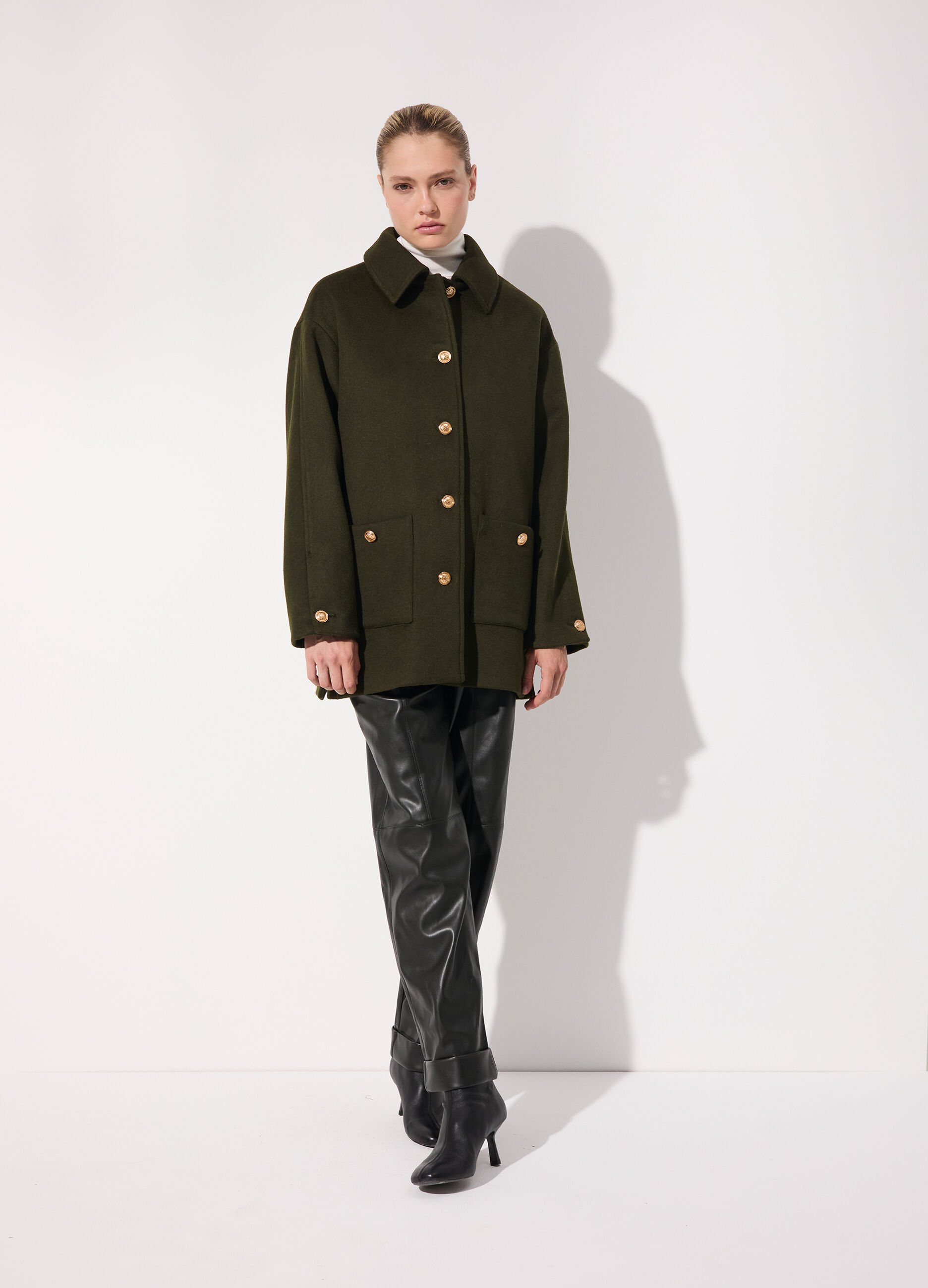 Cappotto montgomery corto in misto lana donna_0