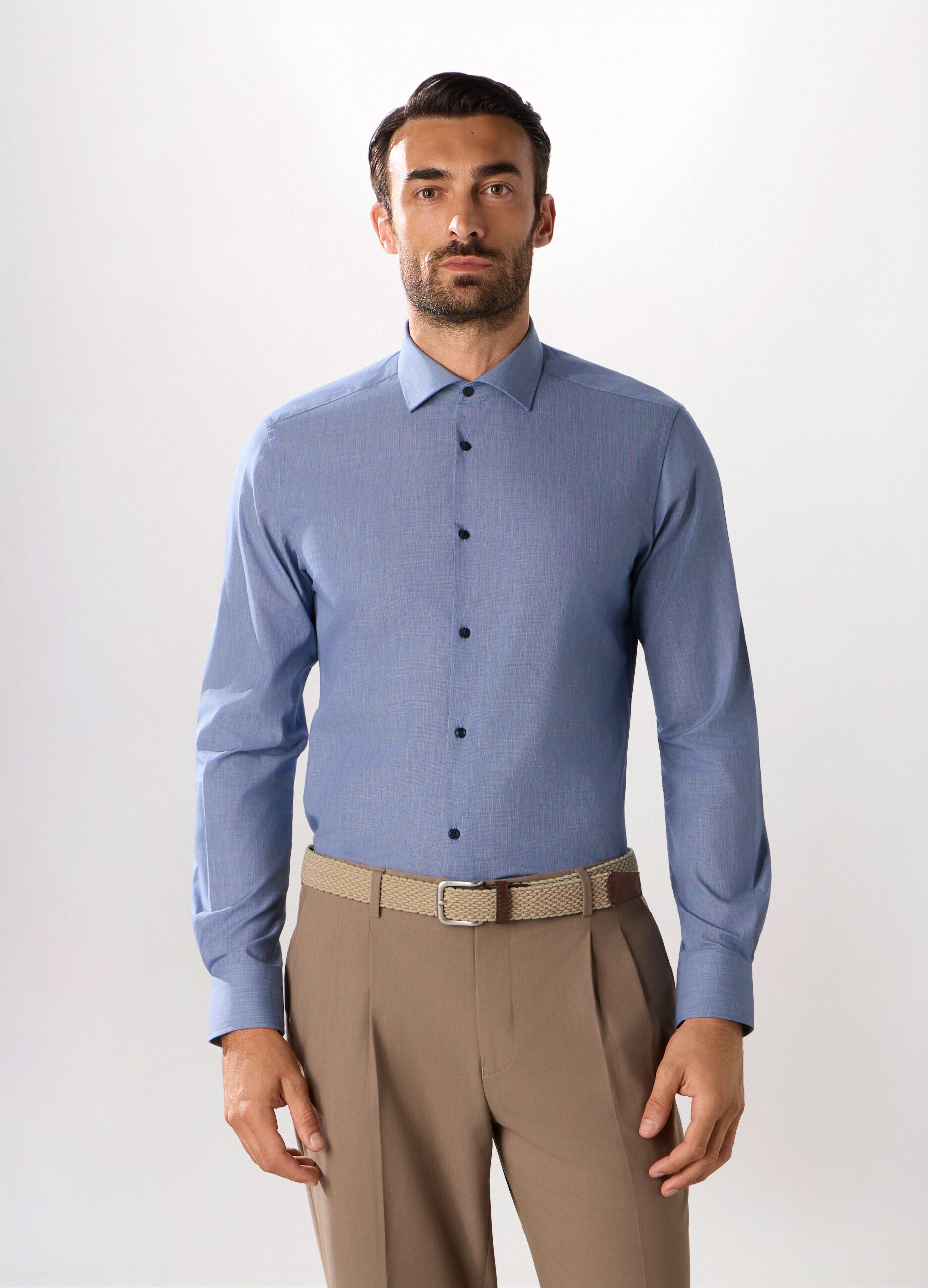 Camicia slim fit con micromotivo uomo_0