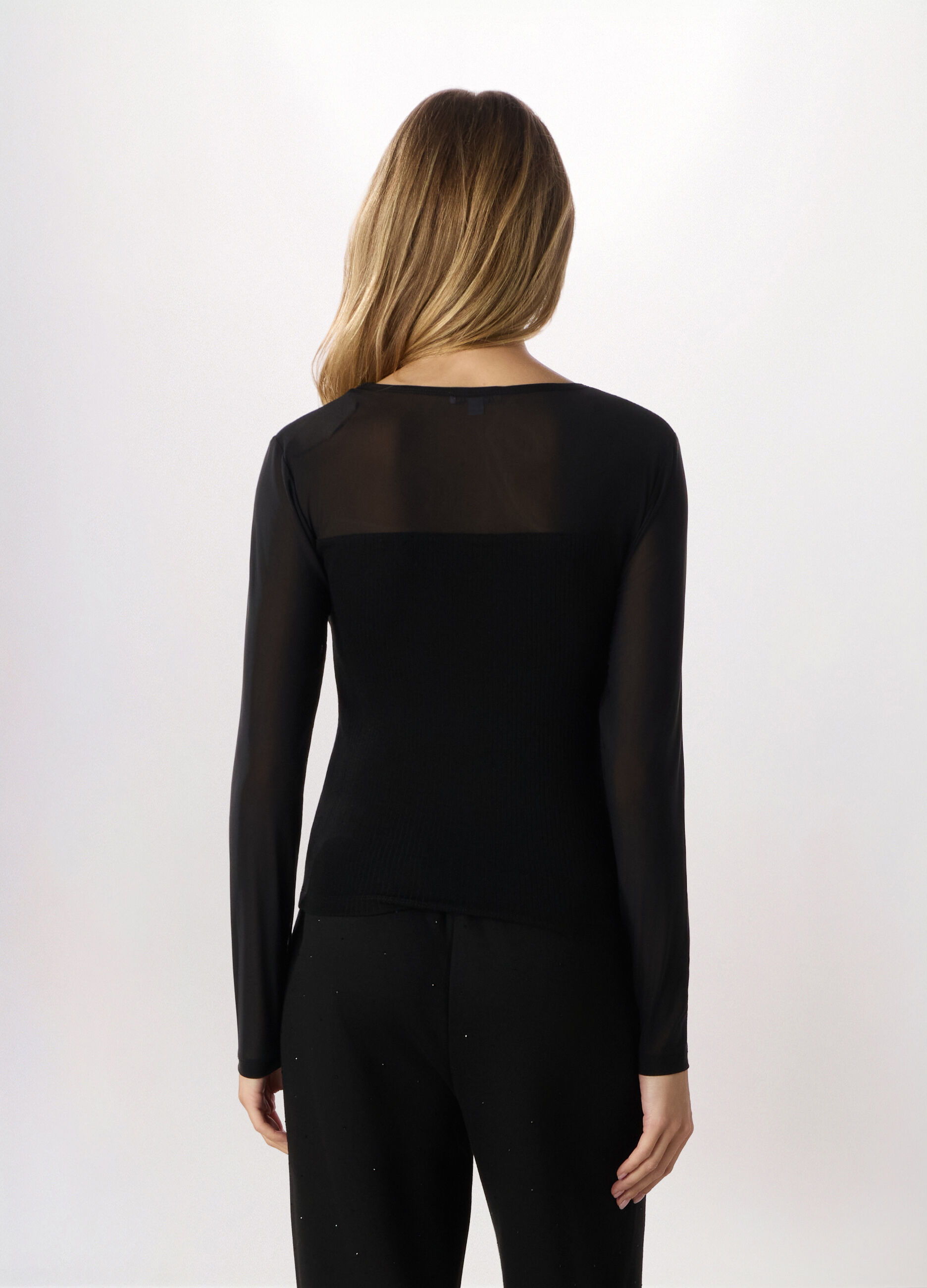 T-shirt in costina misto cotone donna_1