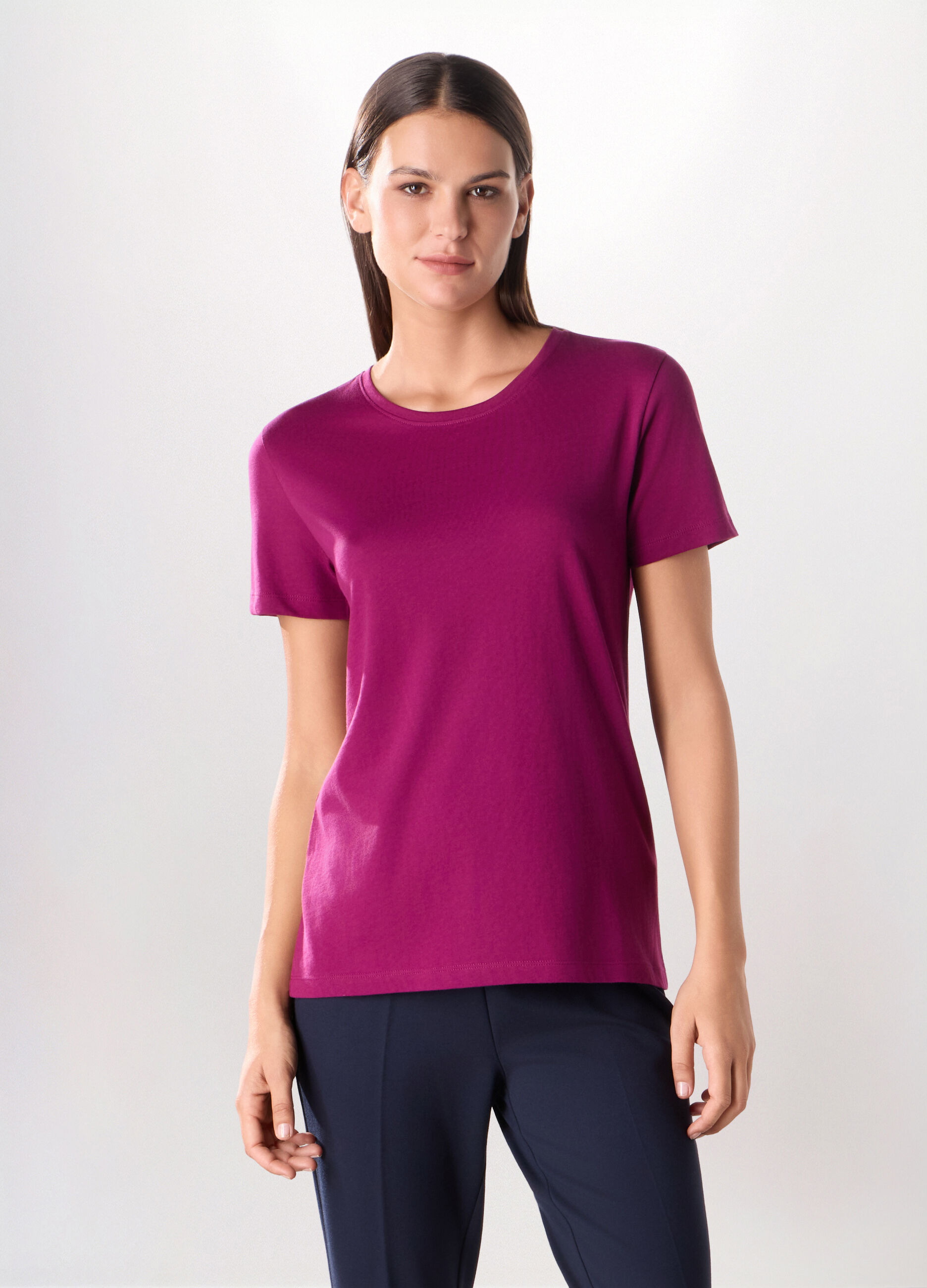 T-shirt in jersey di puro cotone donna_0