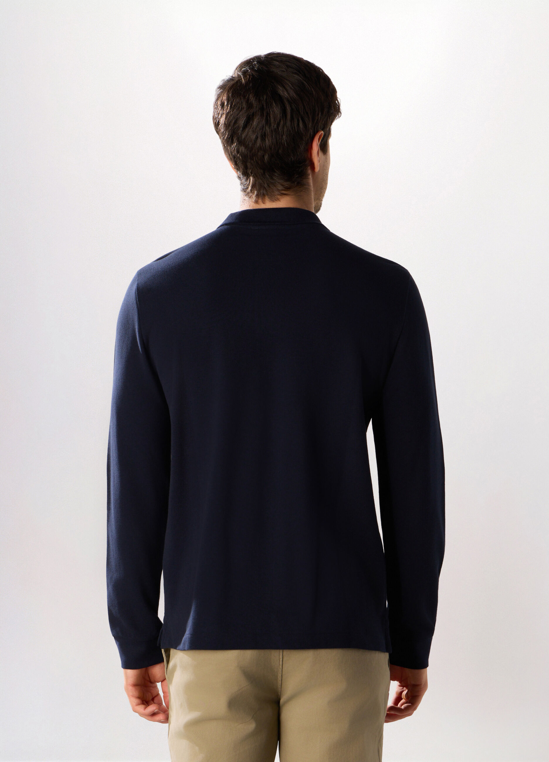 Polo a maniche lunghe in cotone piquet uomo_1