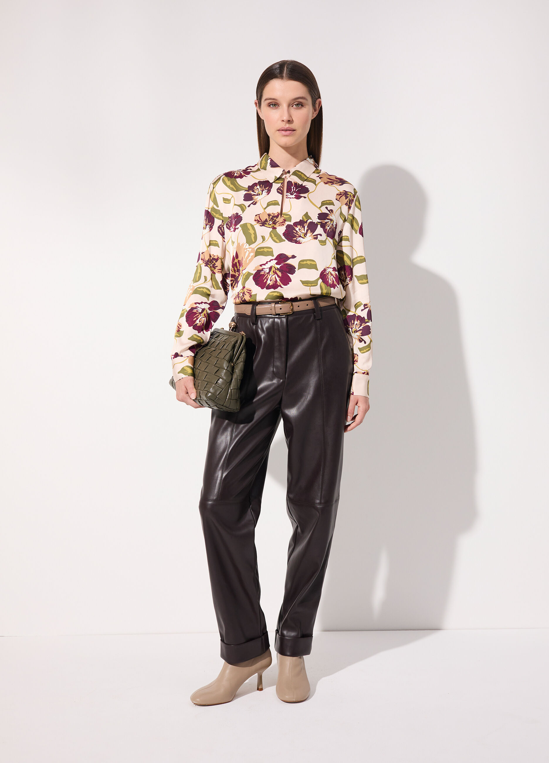 Camicia in viscosa satin in fantasia donna_0