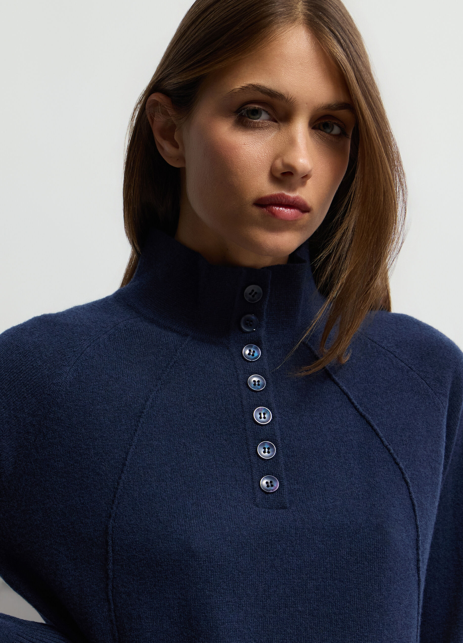 Pullover a collo alto rasato misto cashmere donna_2