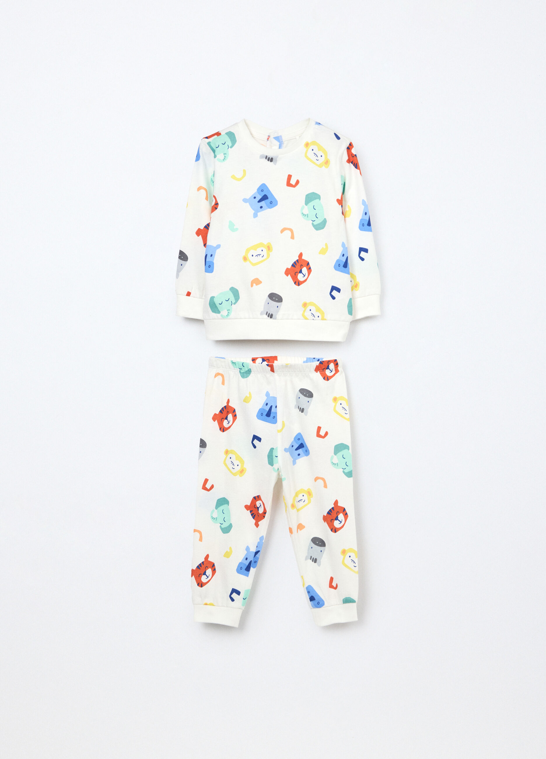 Set pigiama lungo in jersey di puro cotone neonato_0