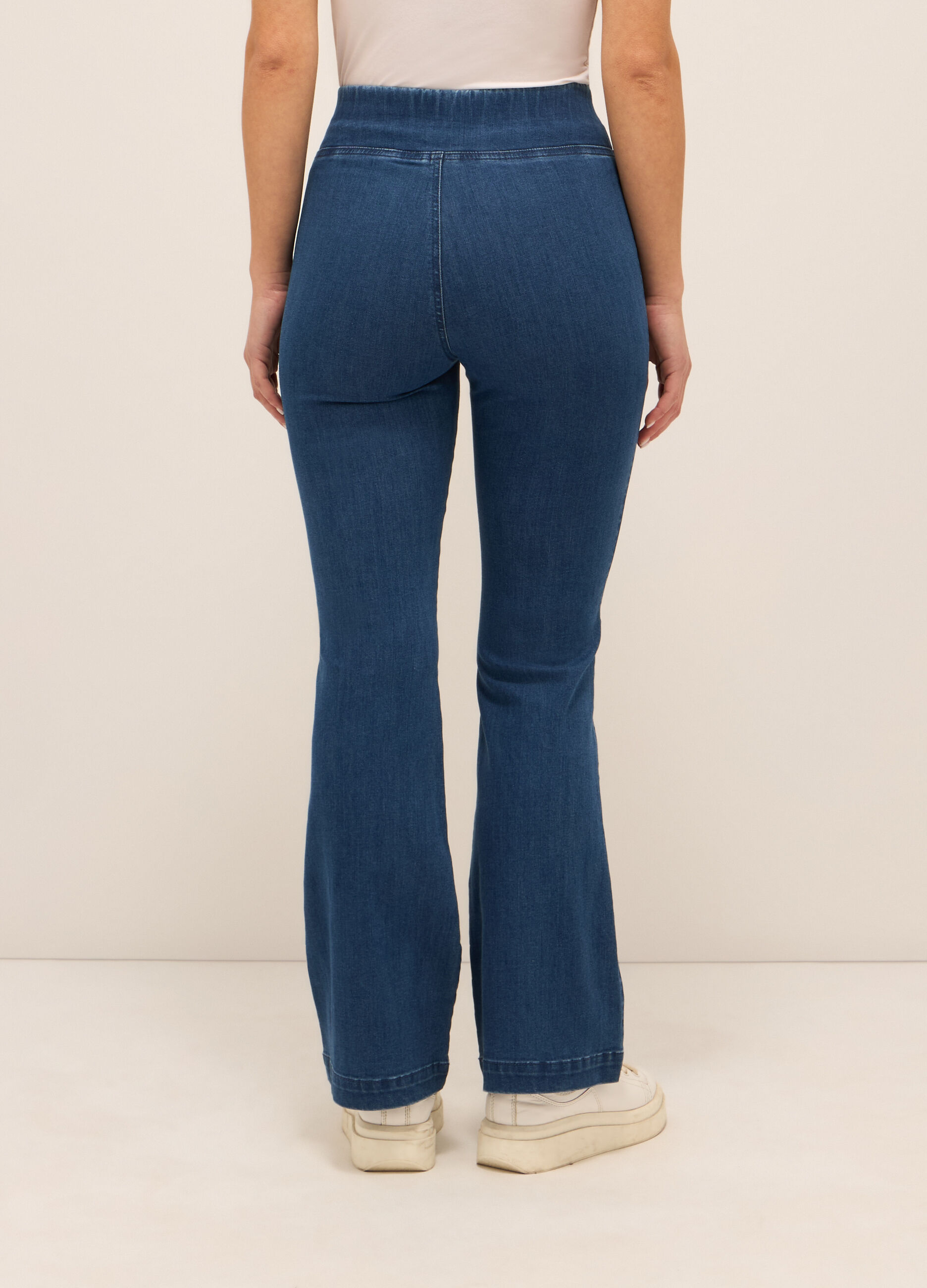 Jeggings a vita alta in stretch denim flare fit donna_1