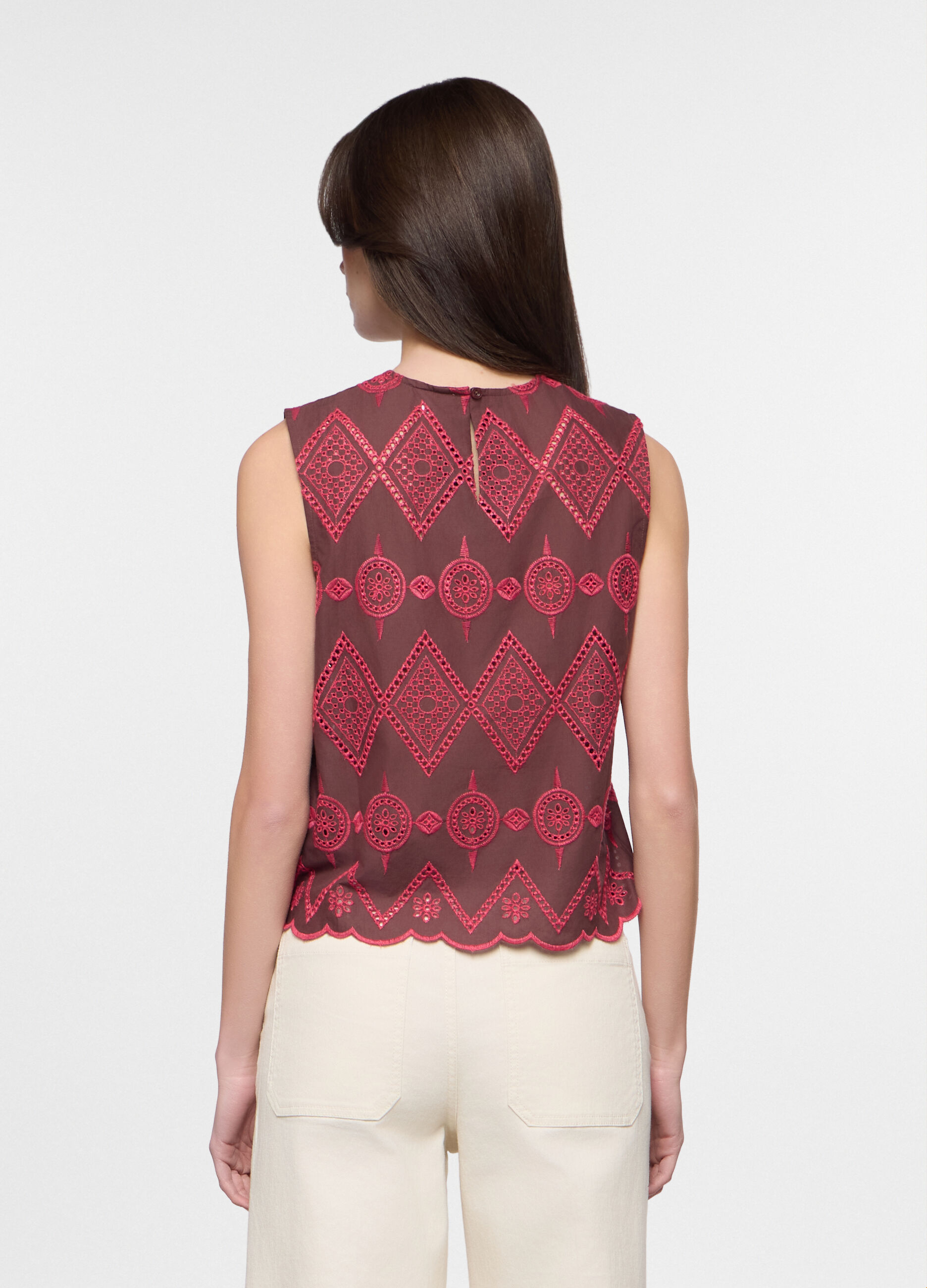 Blusa fit regular girocollo in puro cotone donna_1