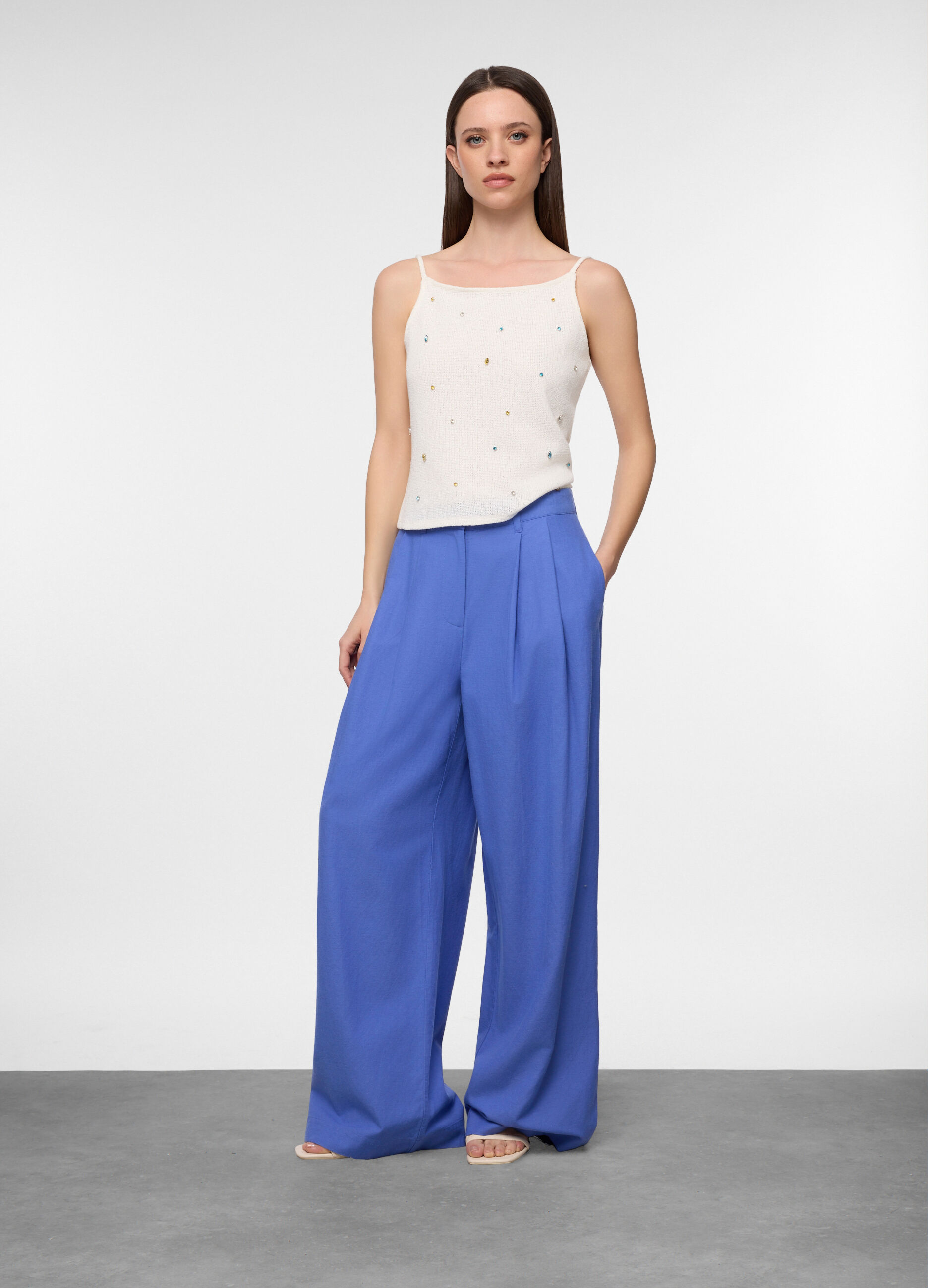 Pantaloni culotte misto cotone donna_0