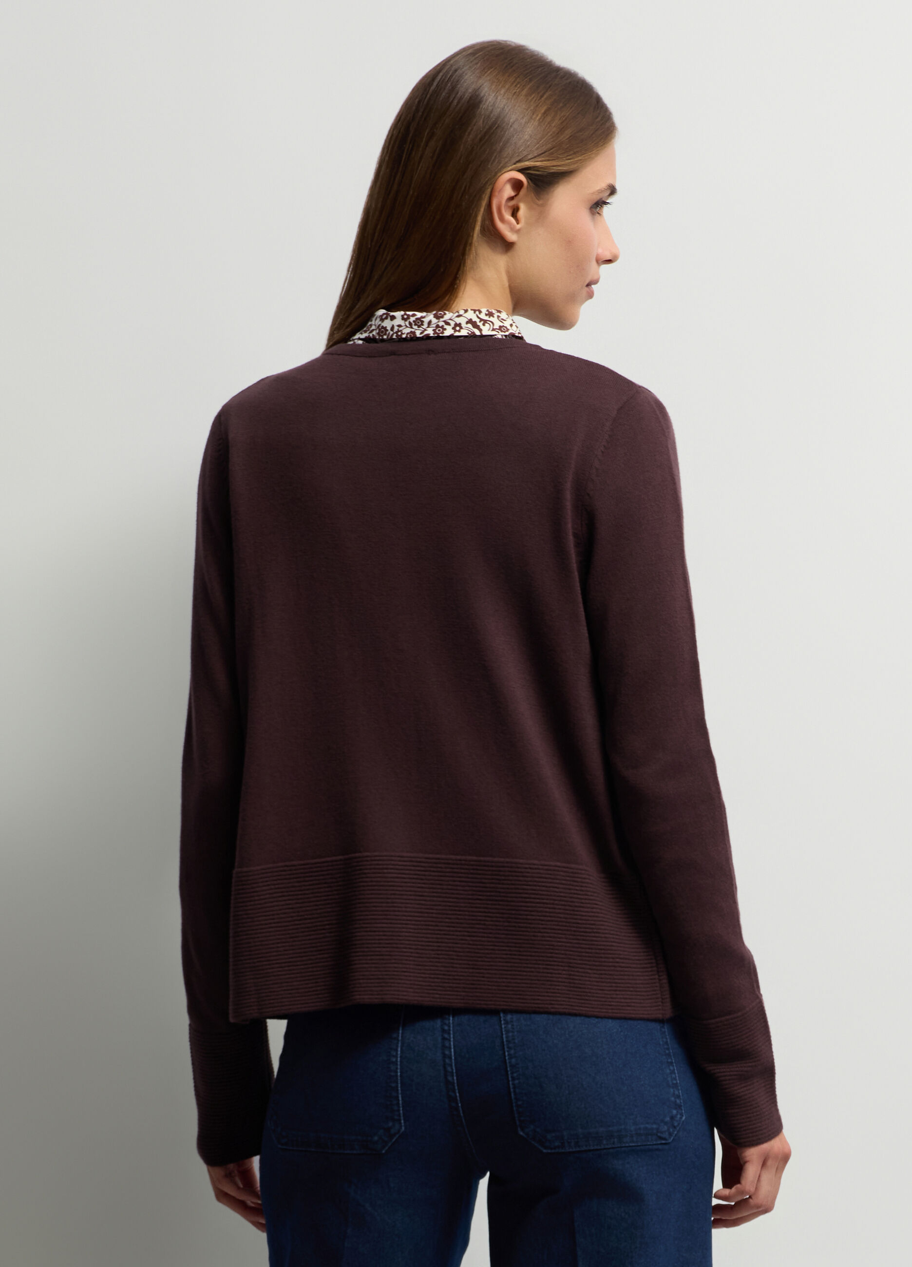 Cardigan girocollo rasato donna_1