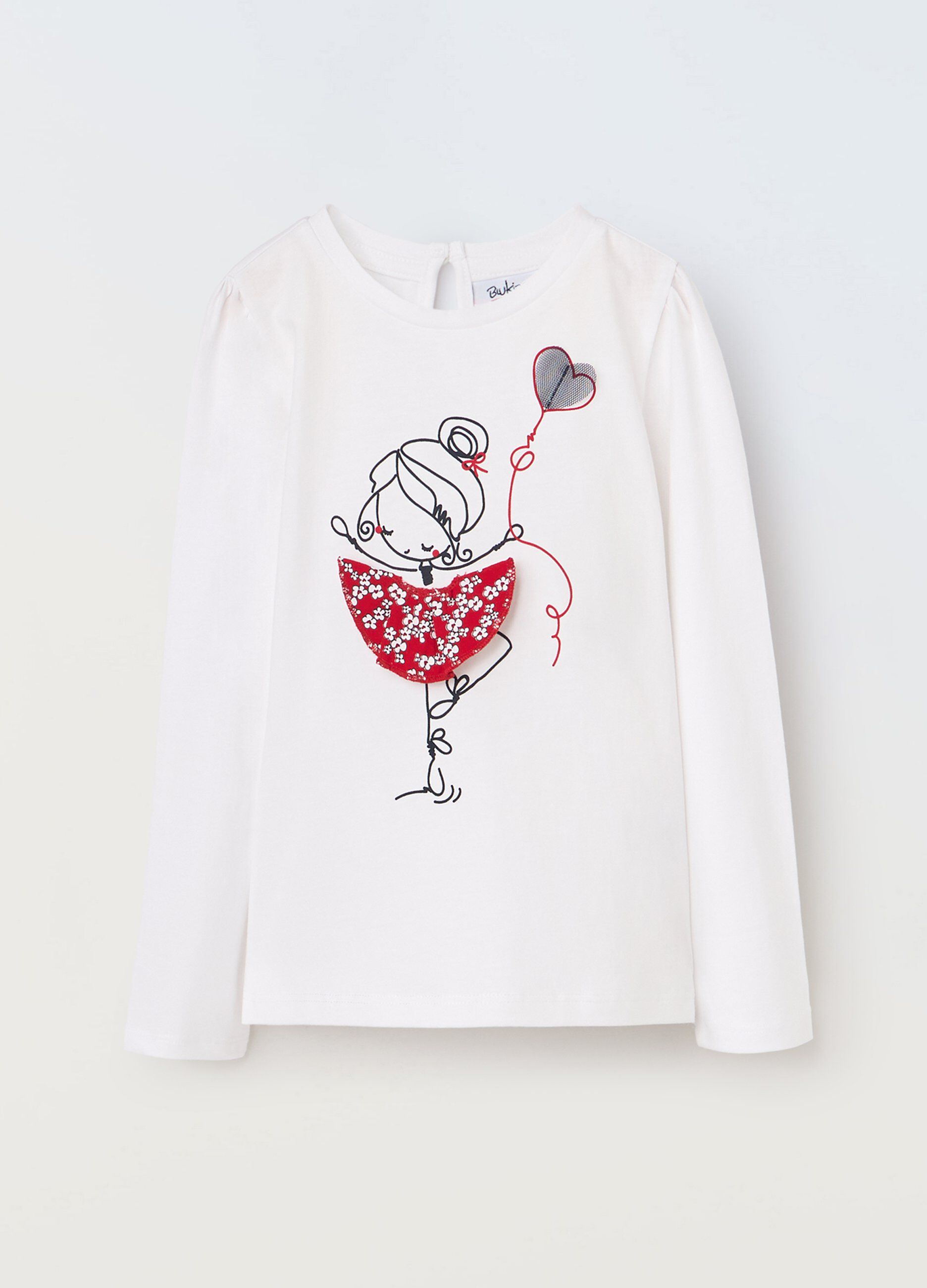 T-shirt in puro cotone con stampa neonata_0
