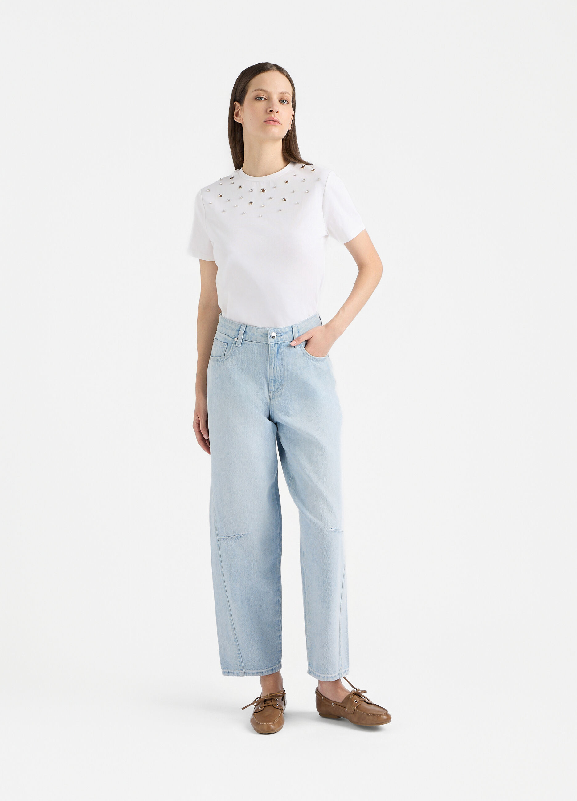 T-shirt girocollo stretch donna_0