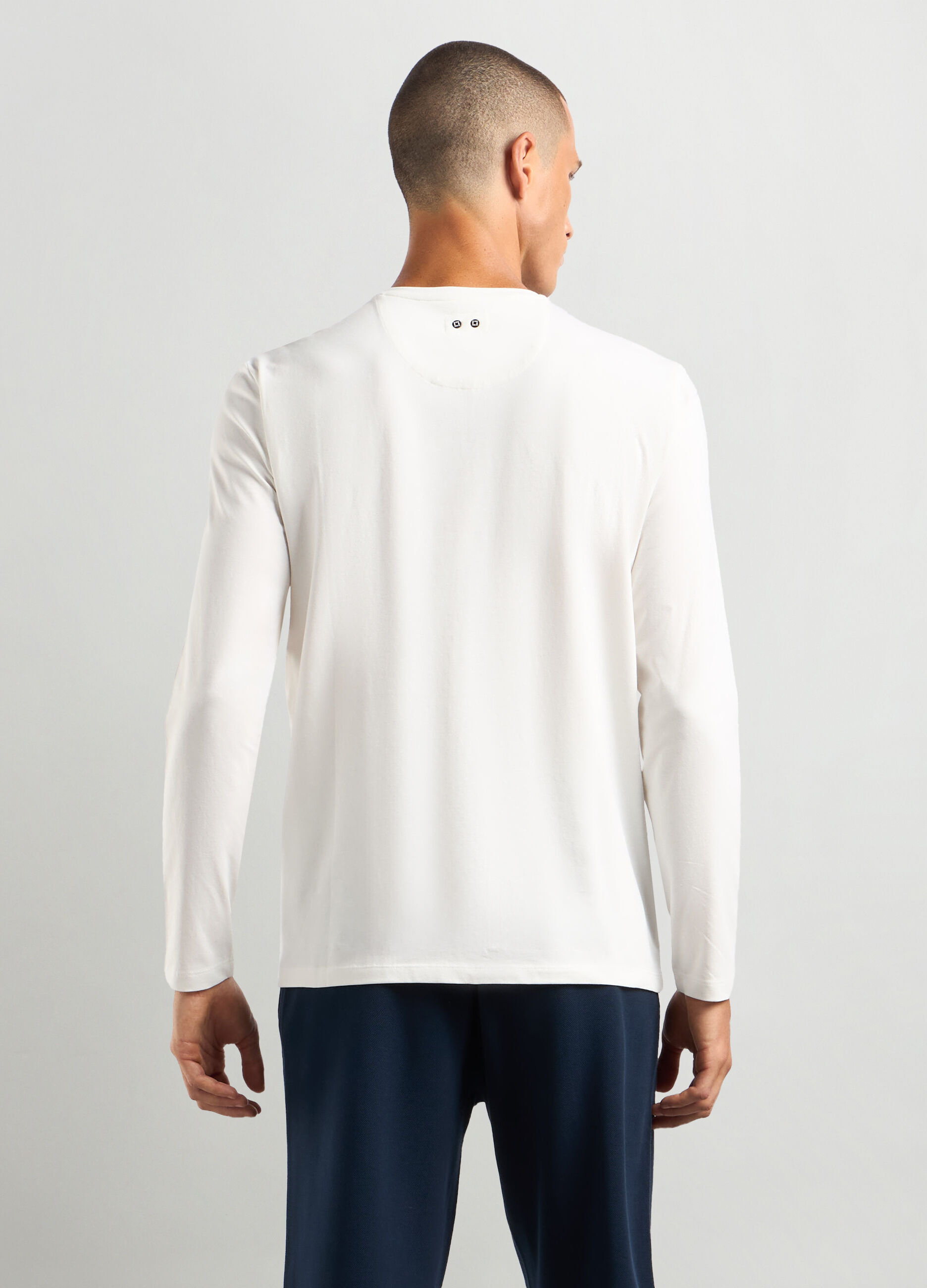 T-shirt a manica lunga in cotone stretch uomo_1