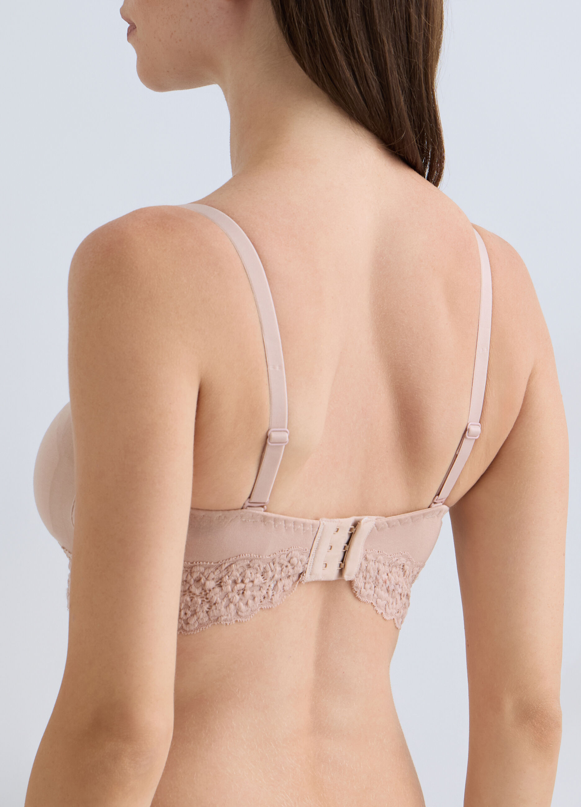 Reggiseno a fascia imbottito in jersey di cotone stretch donna _3