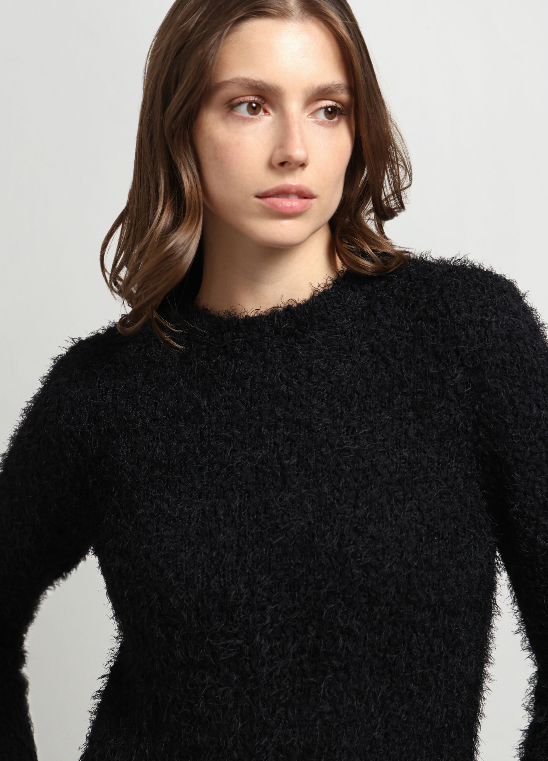 Pullover tricot effetto pelliccia donna_2