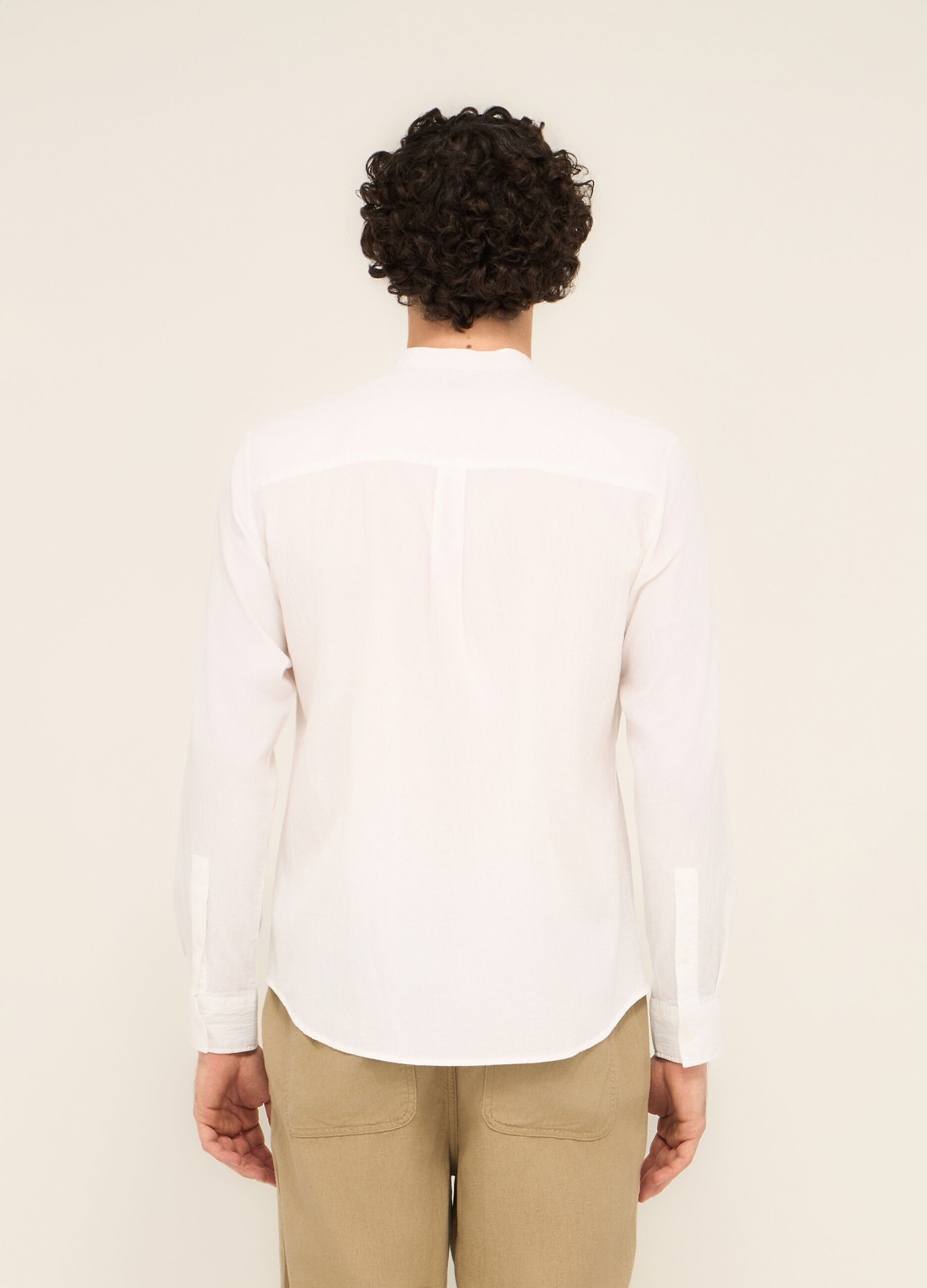 Camicia colletto coreano in garza di cotone