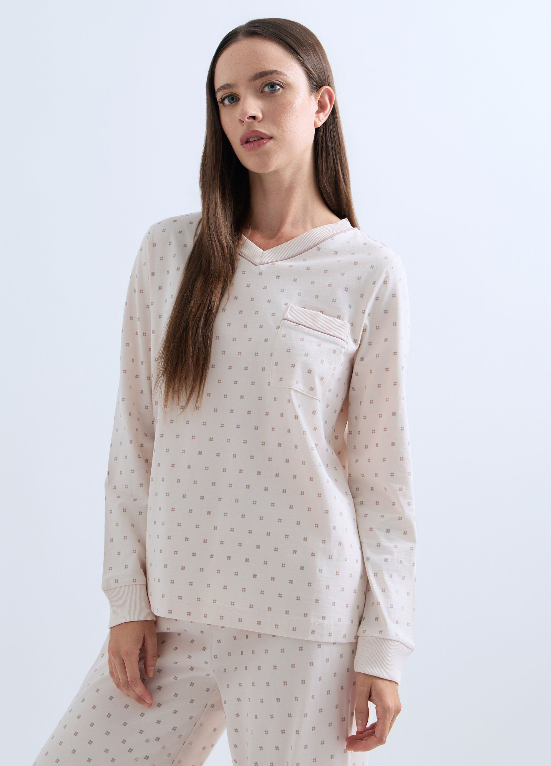 Set pigiama lungo in jersey di puro cotone donna_2
