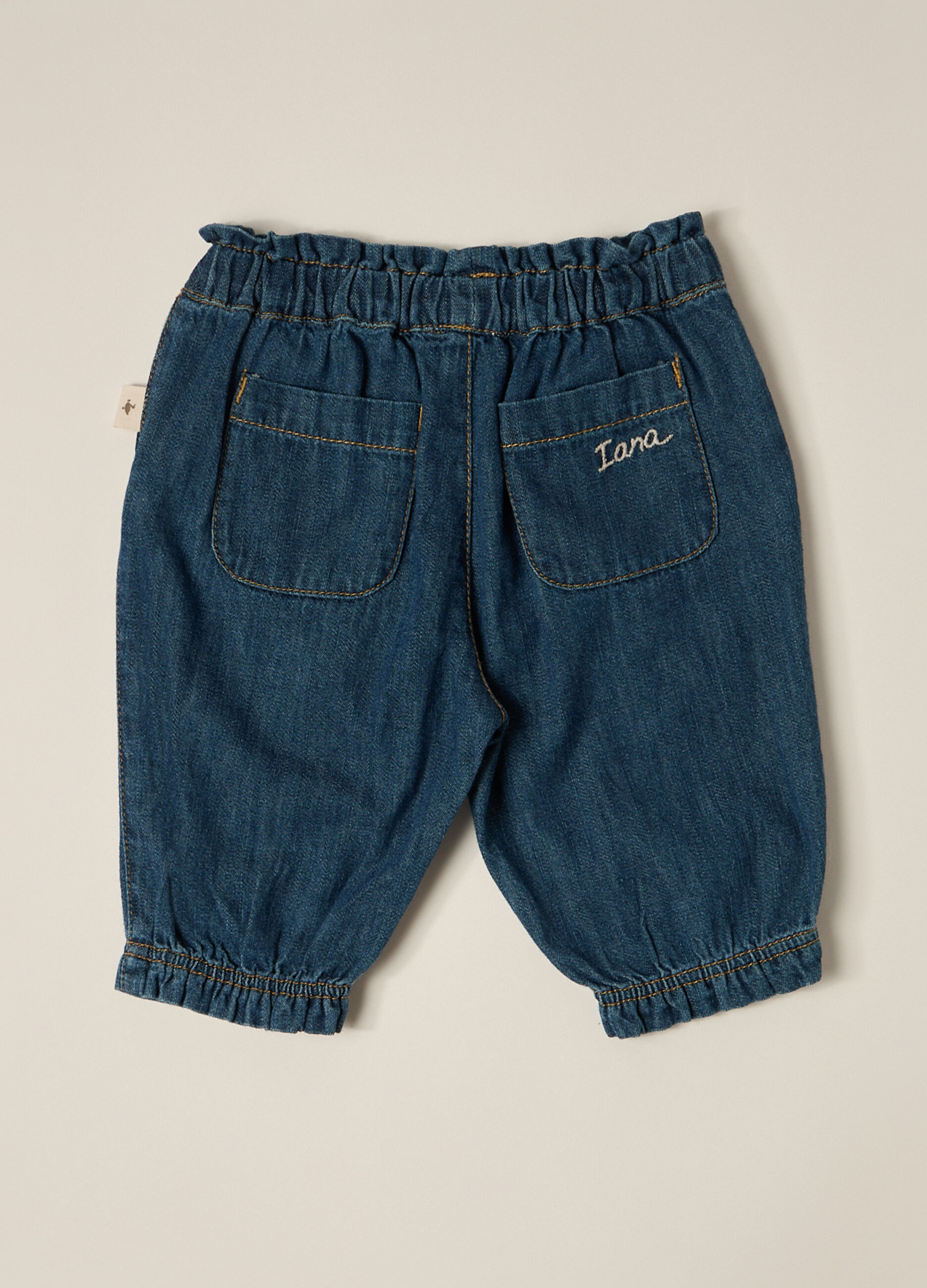 Pantaloni in denim di puro cotone IANA neonata_2
