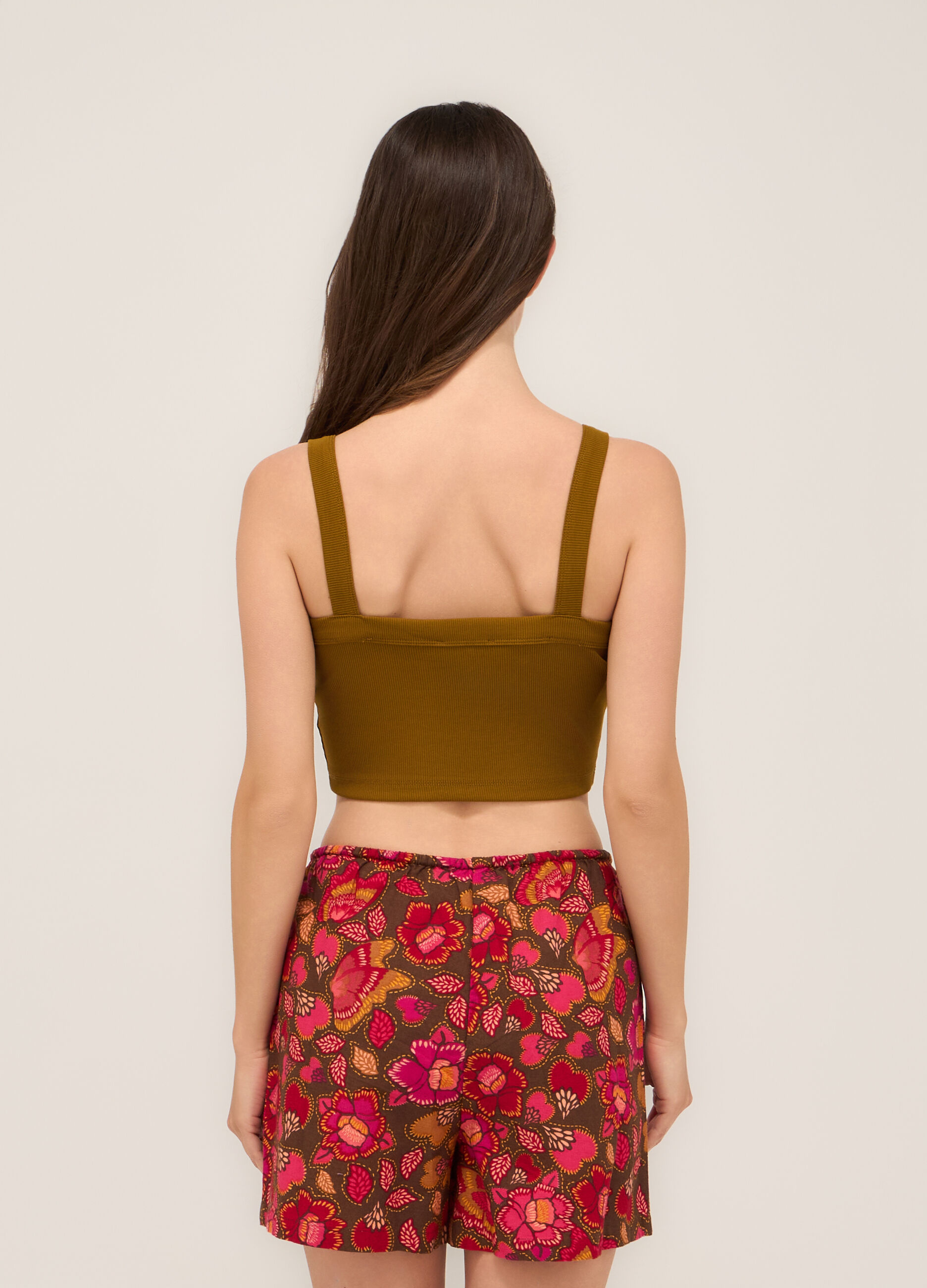Top in costina di cotone stretch donna_1