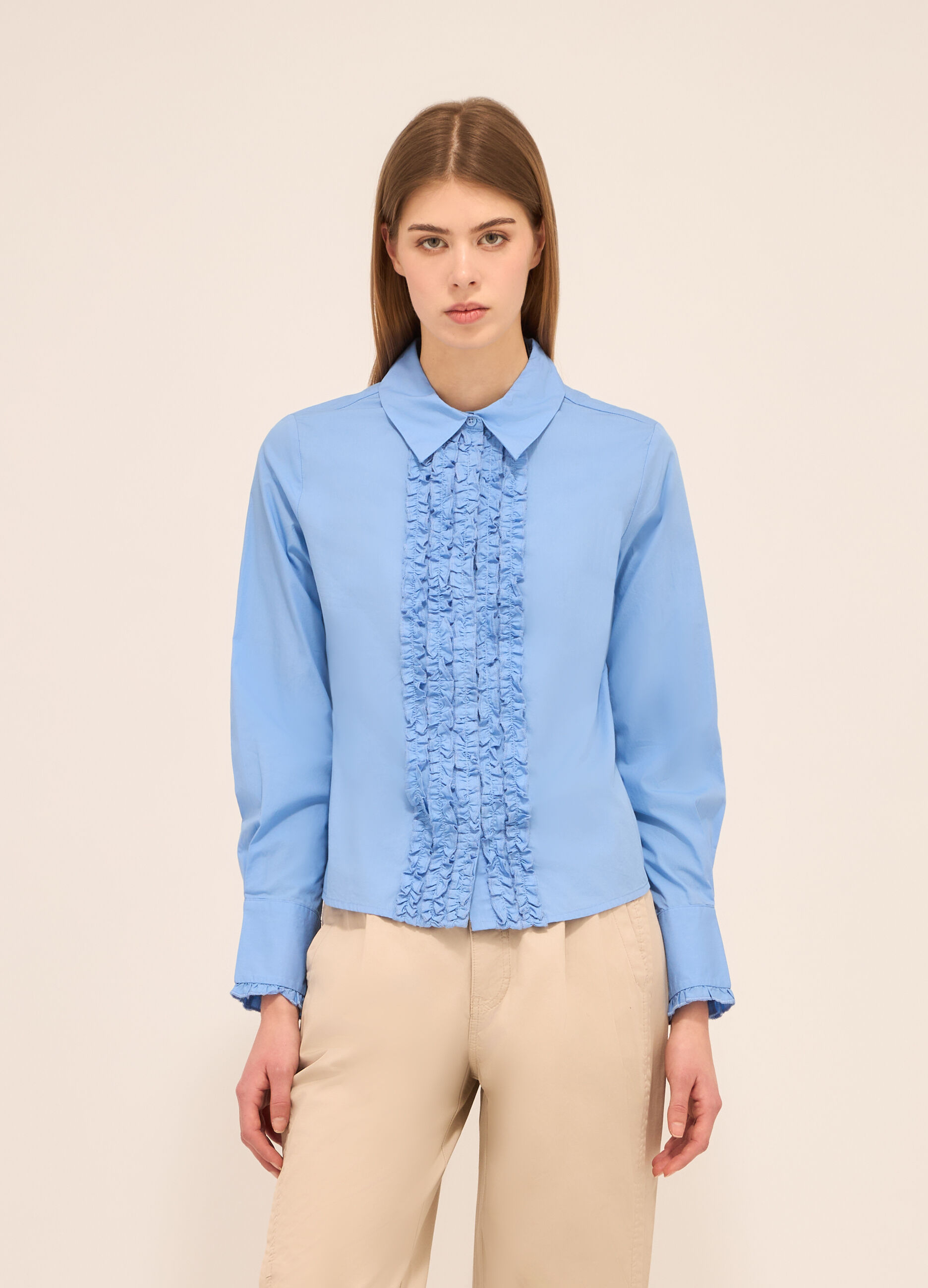 Camicia in popeline di puro cotone donna_0