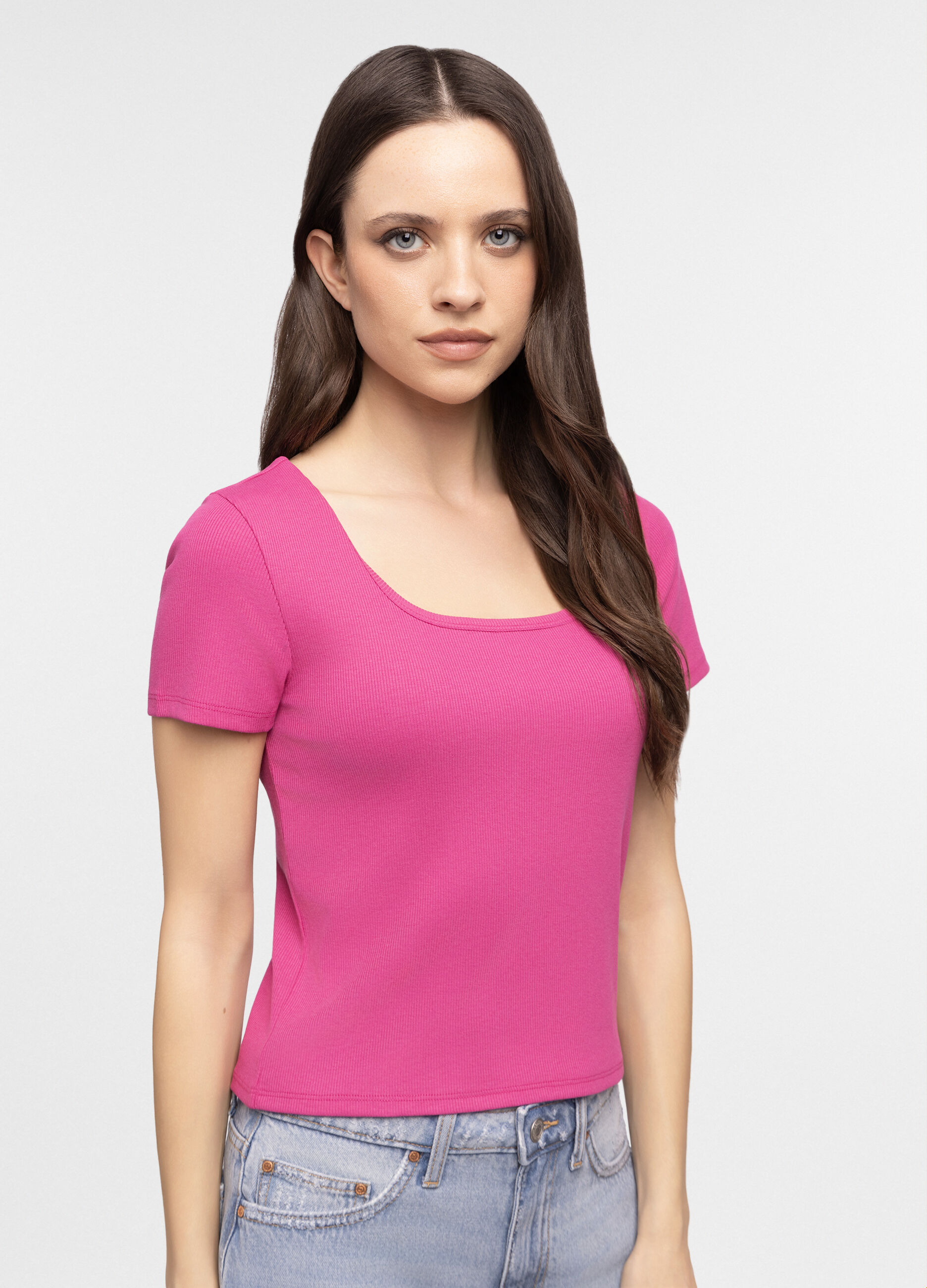 T-shirt con scollo rotondo fitted donna_0