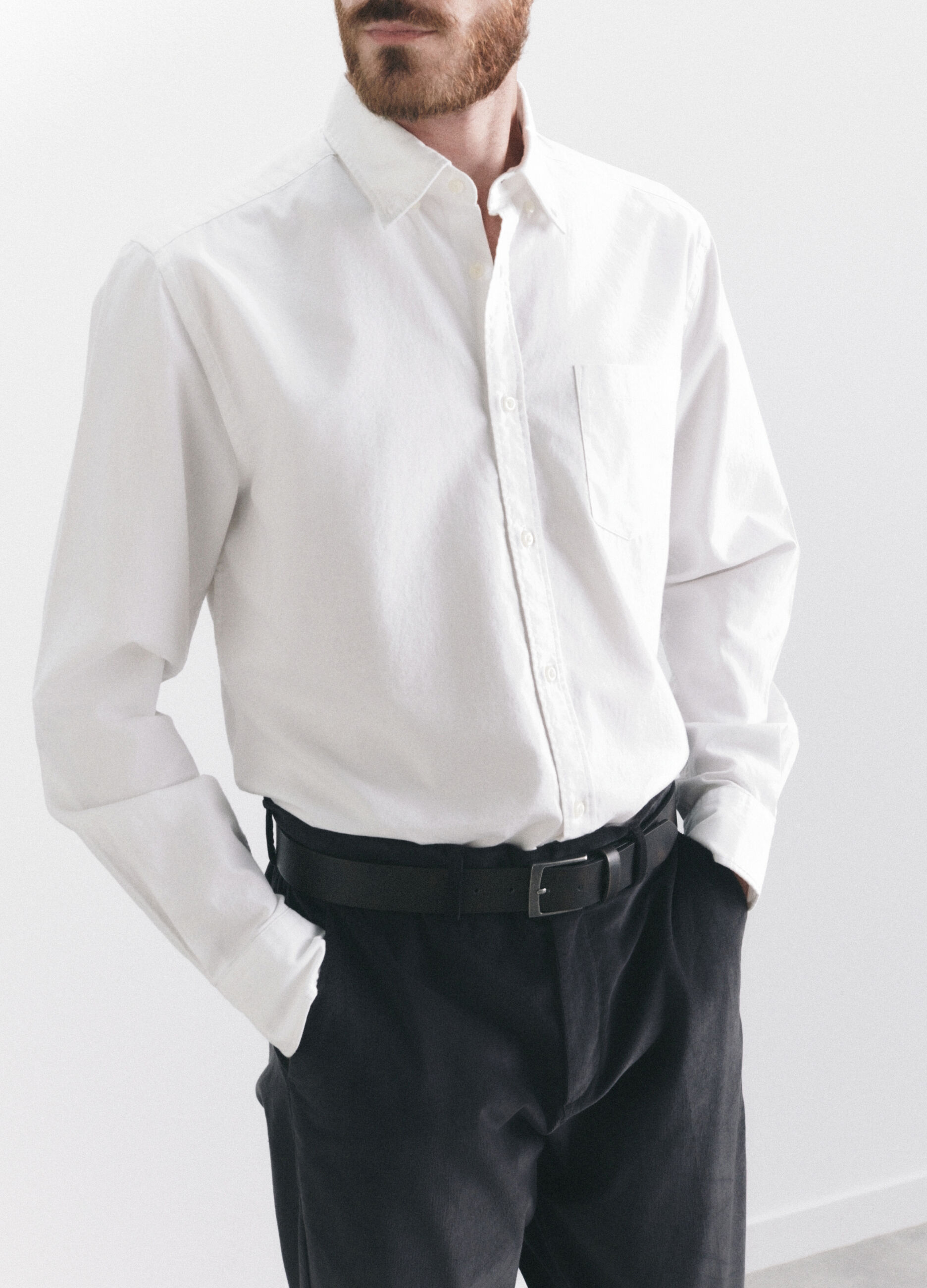 Camicia regular fit colletto button down in cotone uomo_1
