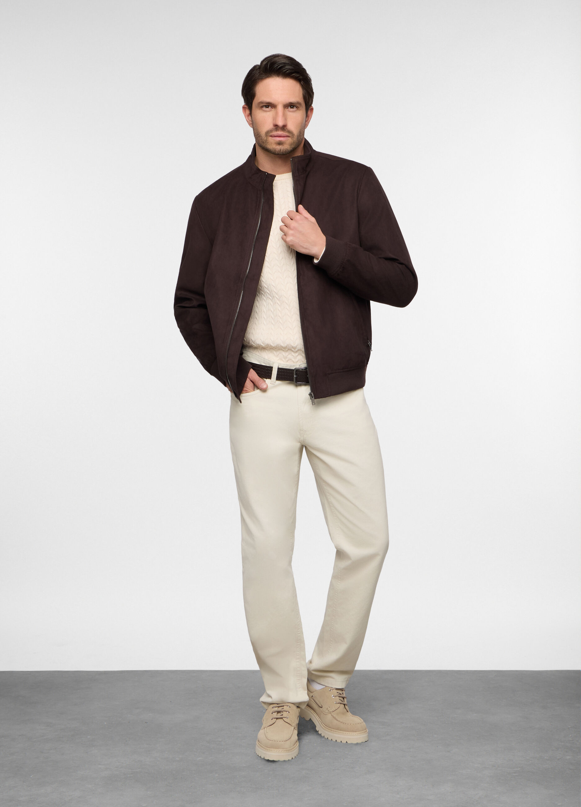 Giacca in ECOpelle scamosciata con zip uomo_0